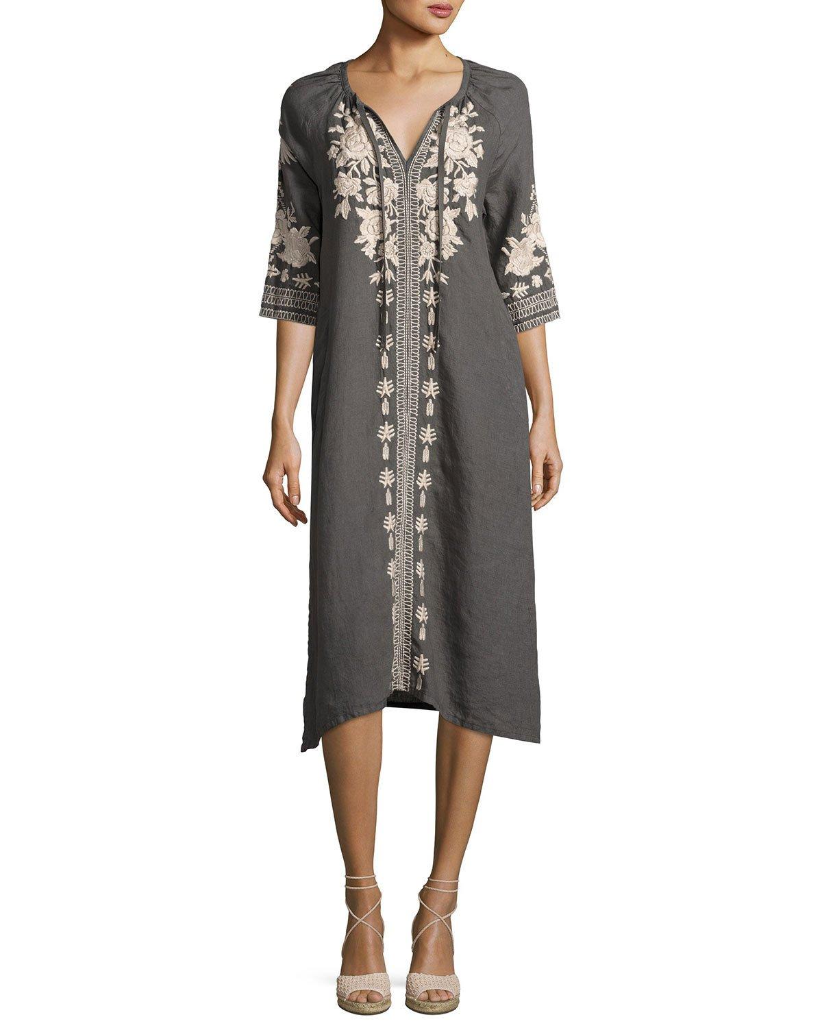 Johnny was Carmelita Embroidered Linen Peasant Dress Lyst