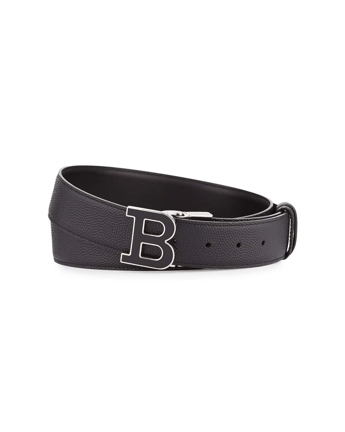 Bally Enamel B Buckle Reversible Leather Belt in Black for Men | Lyst