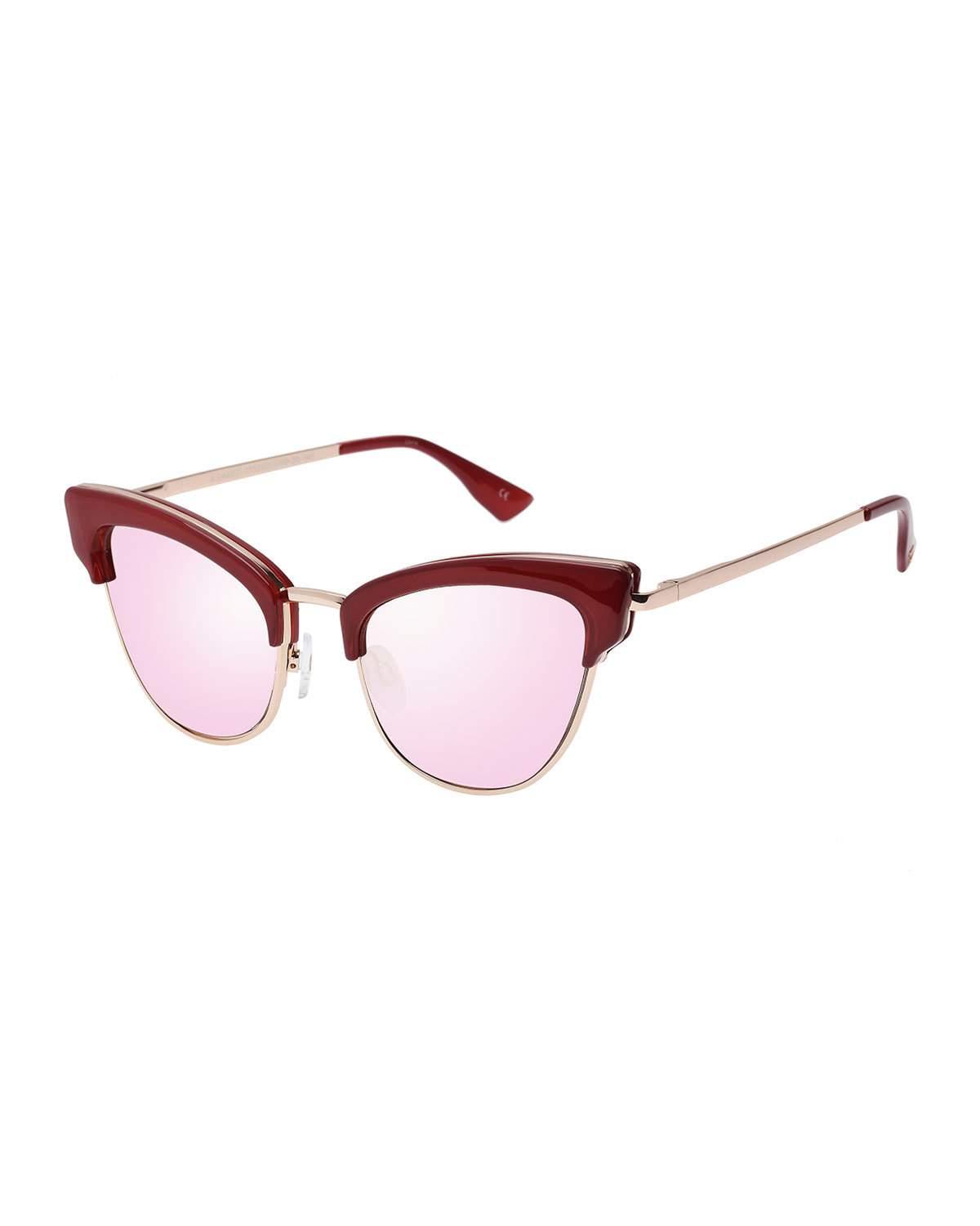 Le specs Ashanti Semirimless Cateye Sunglasses in Red Lyst