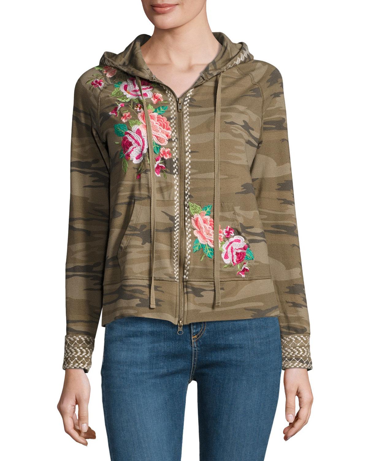 Lyst - Johnny Was Dorana Embroidered Camo Hoodie in Black