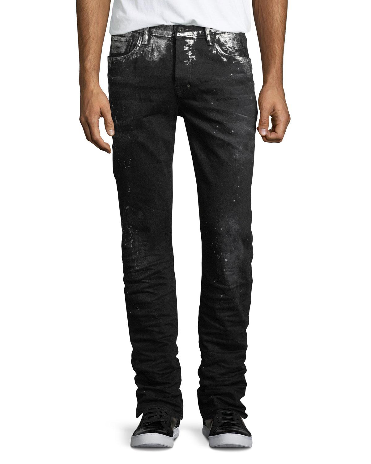 Lyst - Prps Demon Paint-splatter Slim-straight Jeans in Black for Men