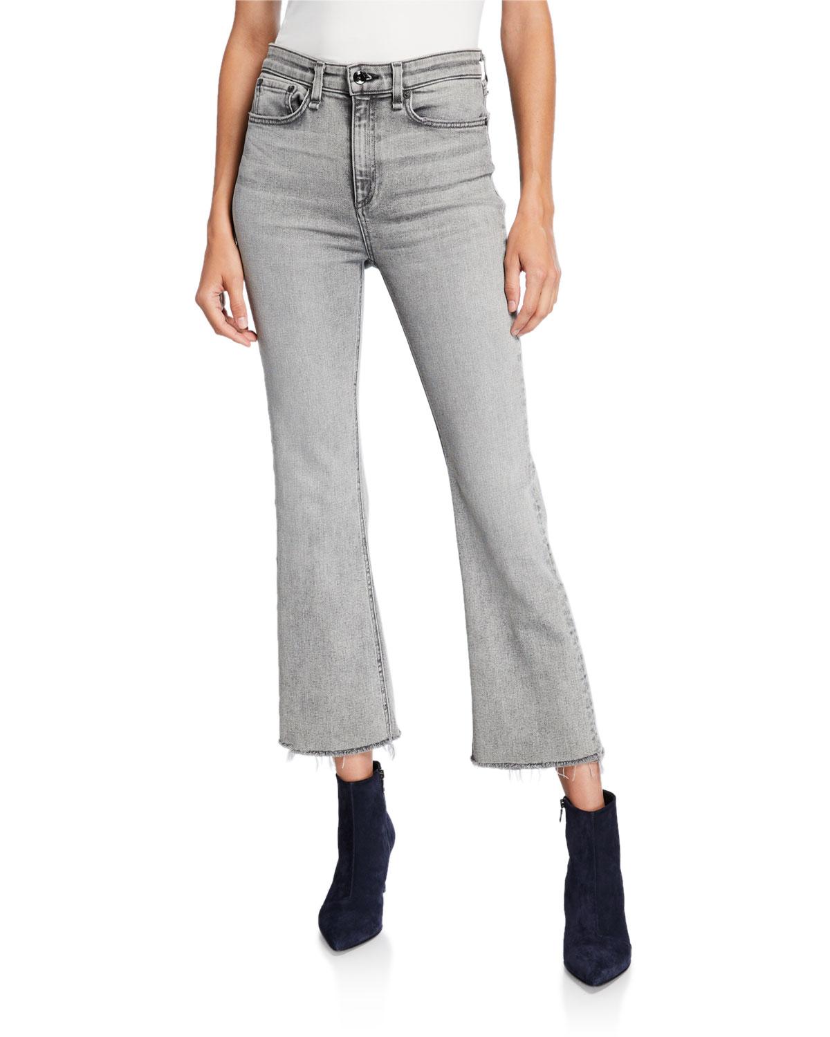 Rag & Bone Nina High - Rise Ankle Flare Jeans In Broderick in Gray - Lyst