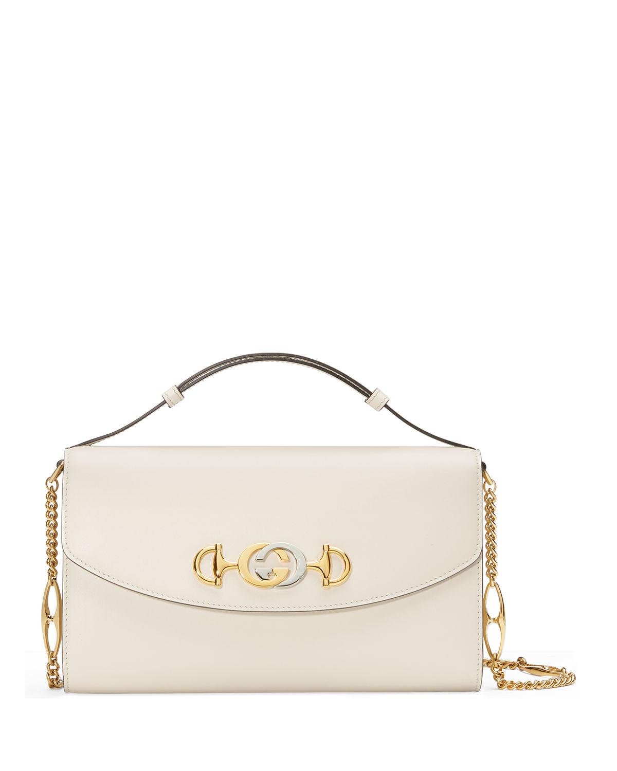 Gucci Zumi Smooth Leather Shoulder Bag in White - Lyst