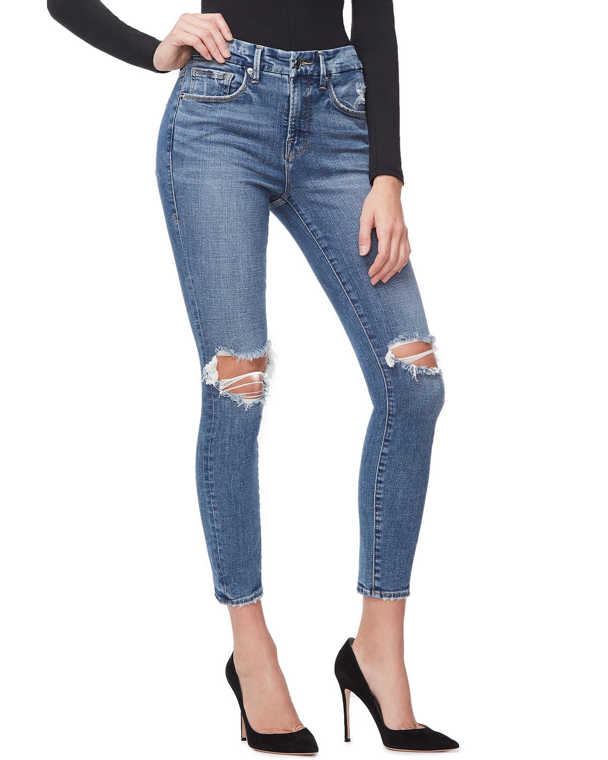 Lyst - GOOD AMERICAN Good Legs Crop Knee-rip Jeans - Inclusive Sizing ...