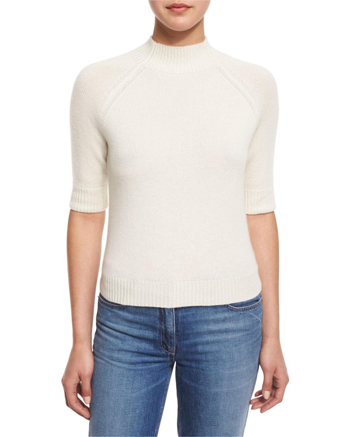 Download Lyst - Theory Jodi B Cashmere Mock-neck Sweater in White