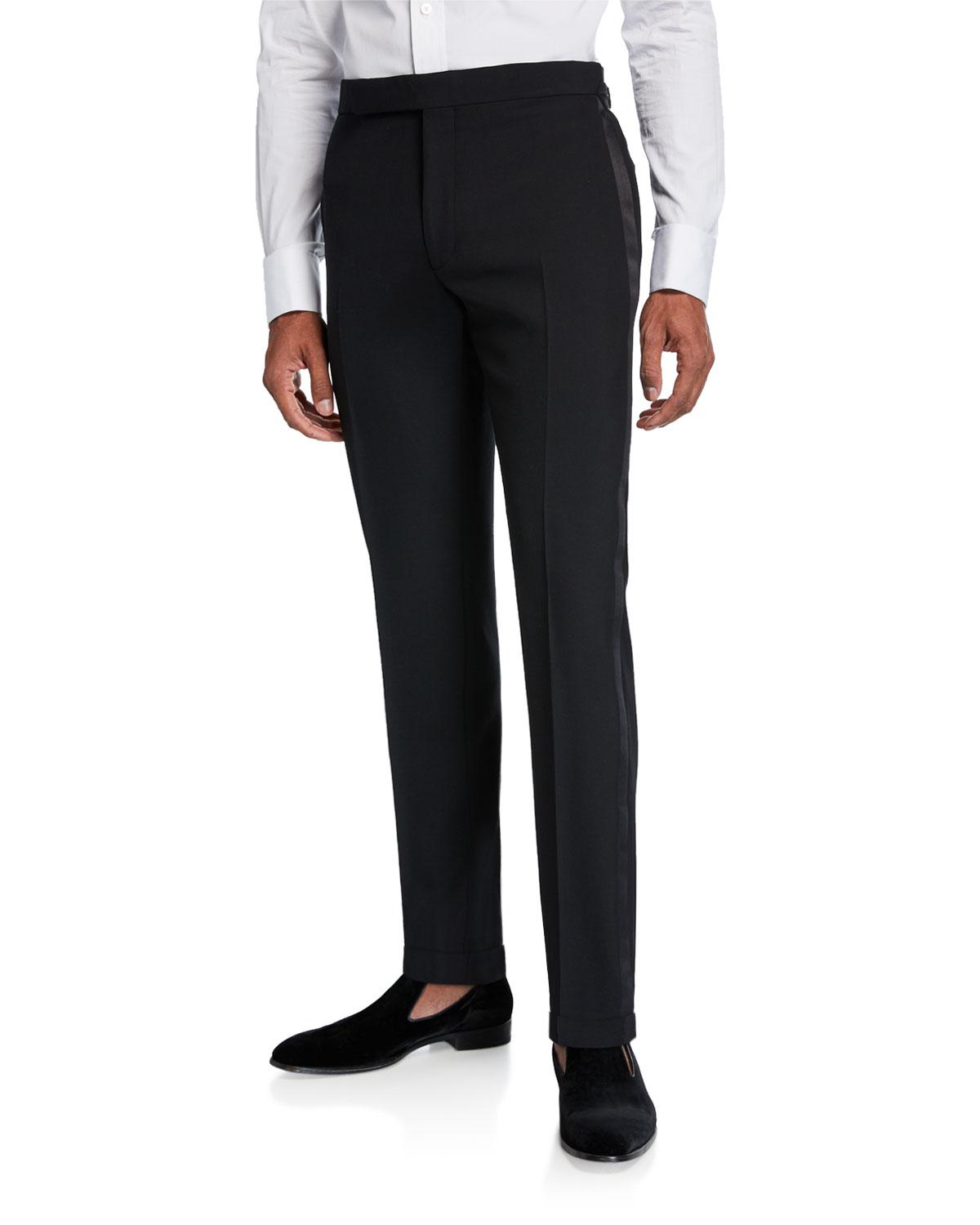 Lyst - Ralph Lauren Men's Gregory Wool Barathea Tapered Tuxedo Pants in ...