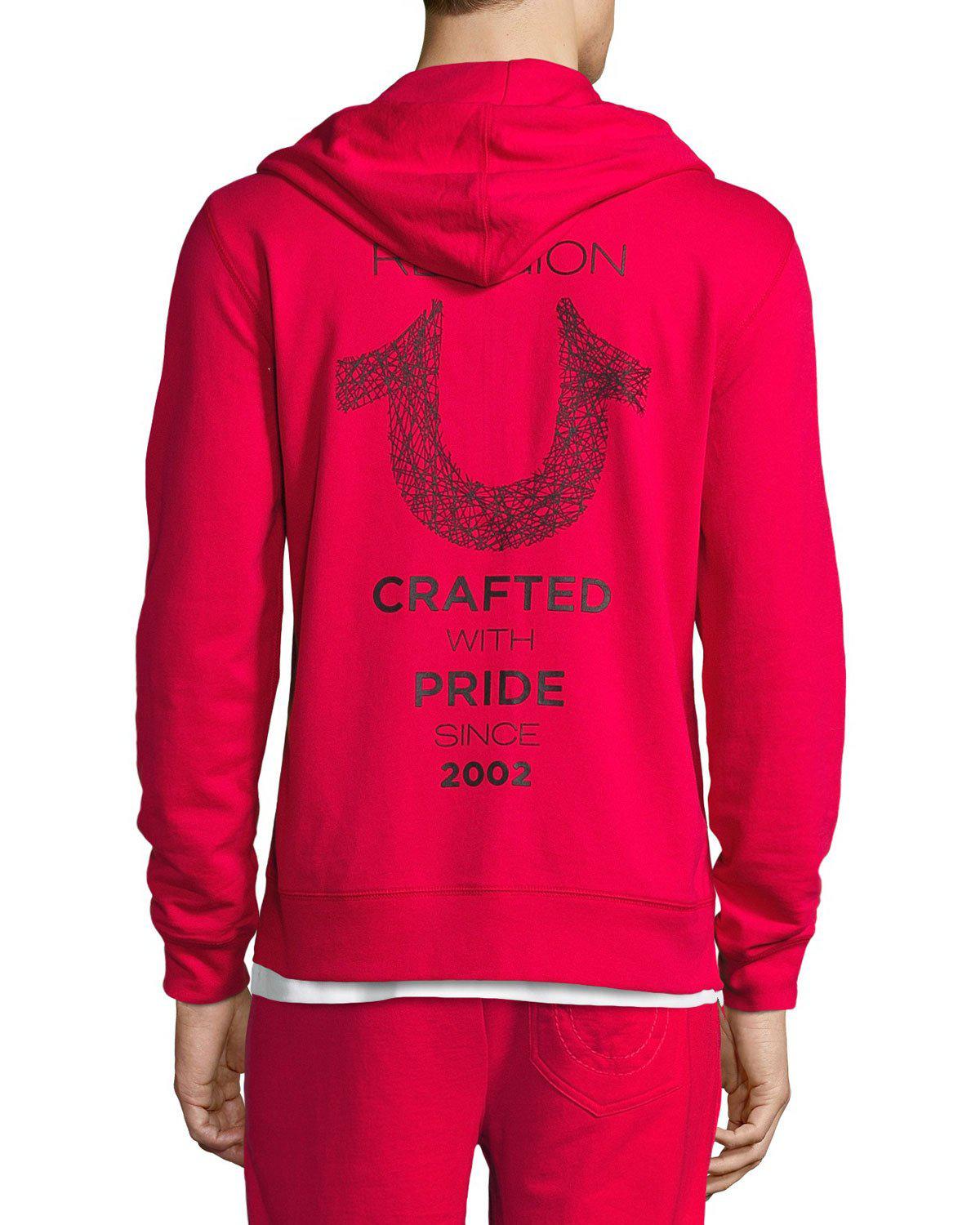 Lyst True Religion Frontzip Horseshoe Hoodie in Red for Men