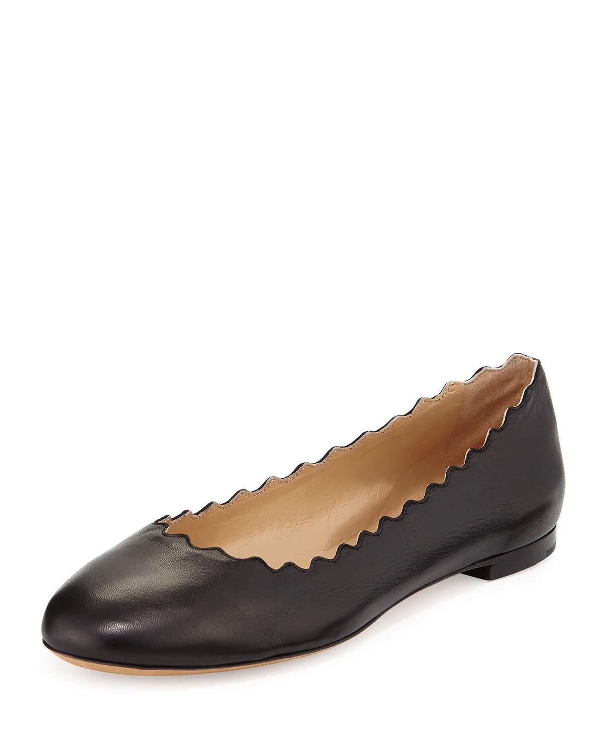 black scalloped flats