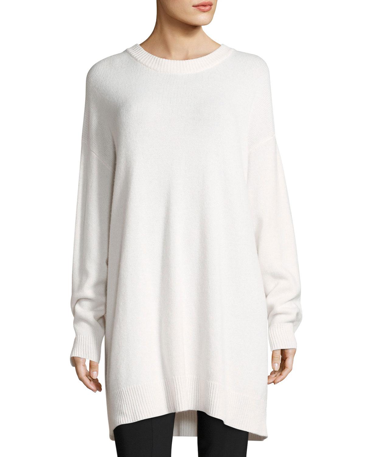 The row Emiko Cashmere Tunic Sweater in White | Lyst