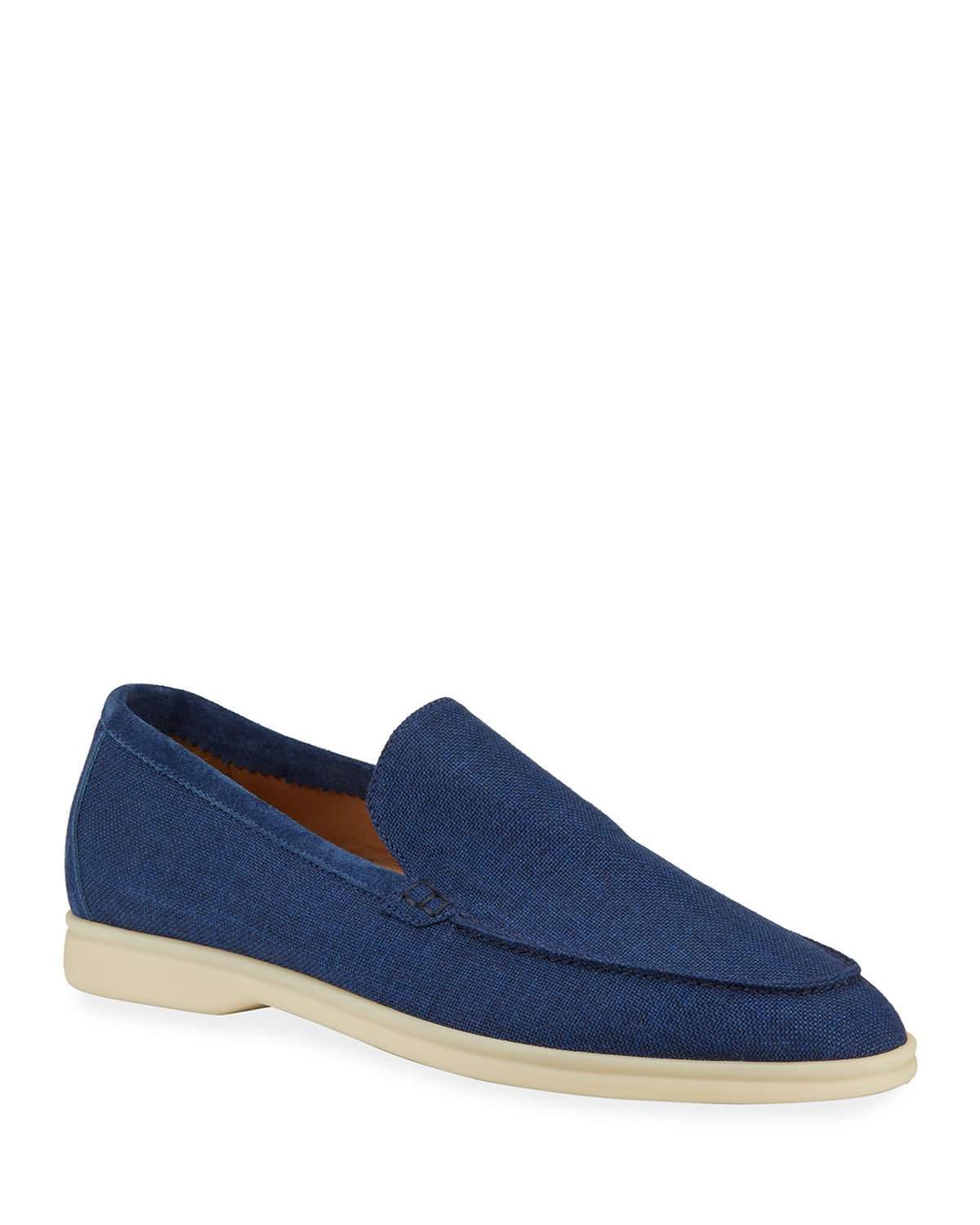 Loro Piana Men's Summer Walk Linen Loafers in Blue for Men - Lyst