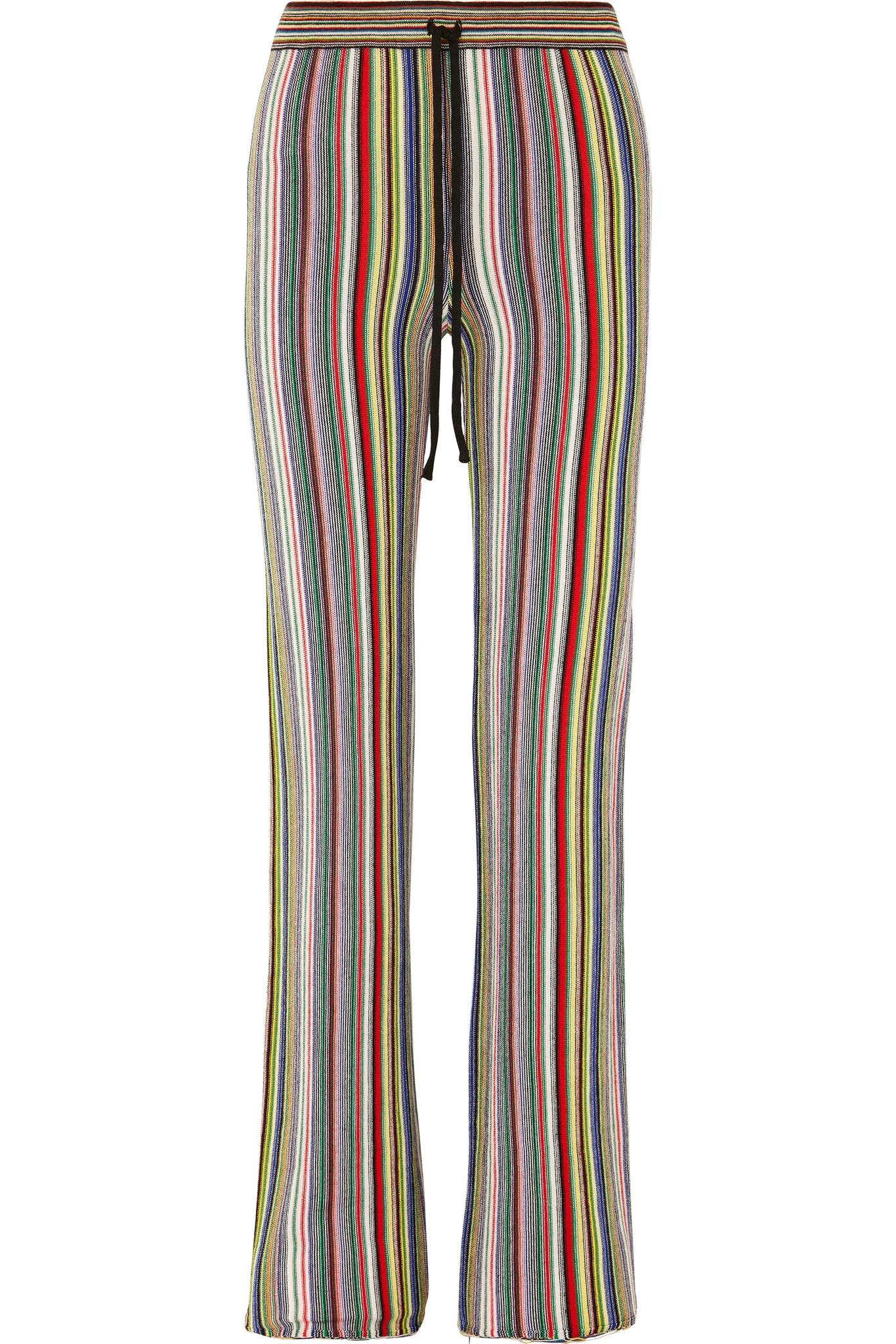 Lyst - Marques'Almeida Striped Crocheted Merino Wool Straight-leg Pants ...