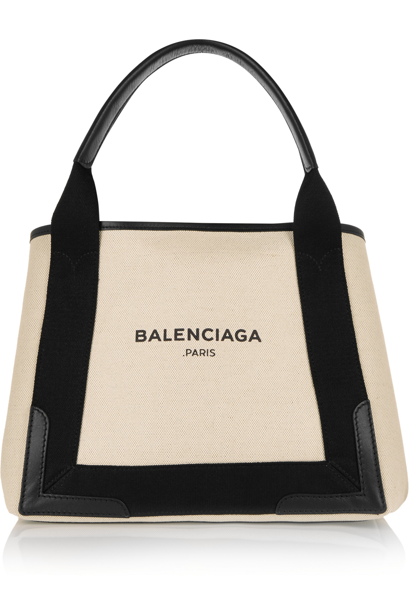 Lyst - Balenciaga Cabas Leather-trimmed Canvas Tote in Black