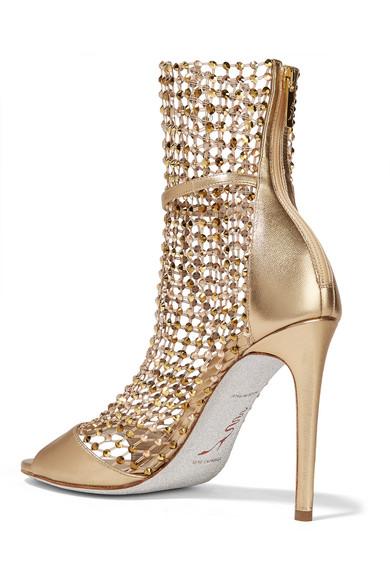 Blush Galaxia crystal-embellished mesh and satin sandals | RenÃ© Caovilla | Mesh heels, Heels 