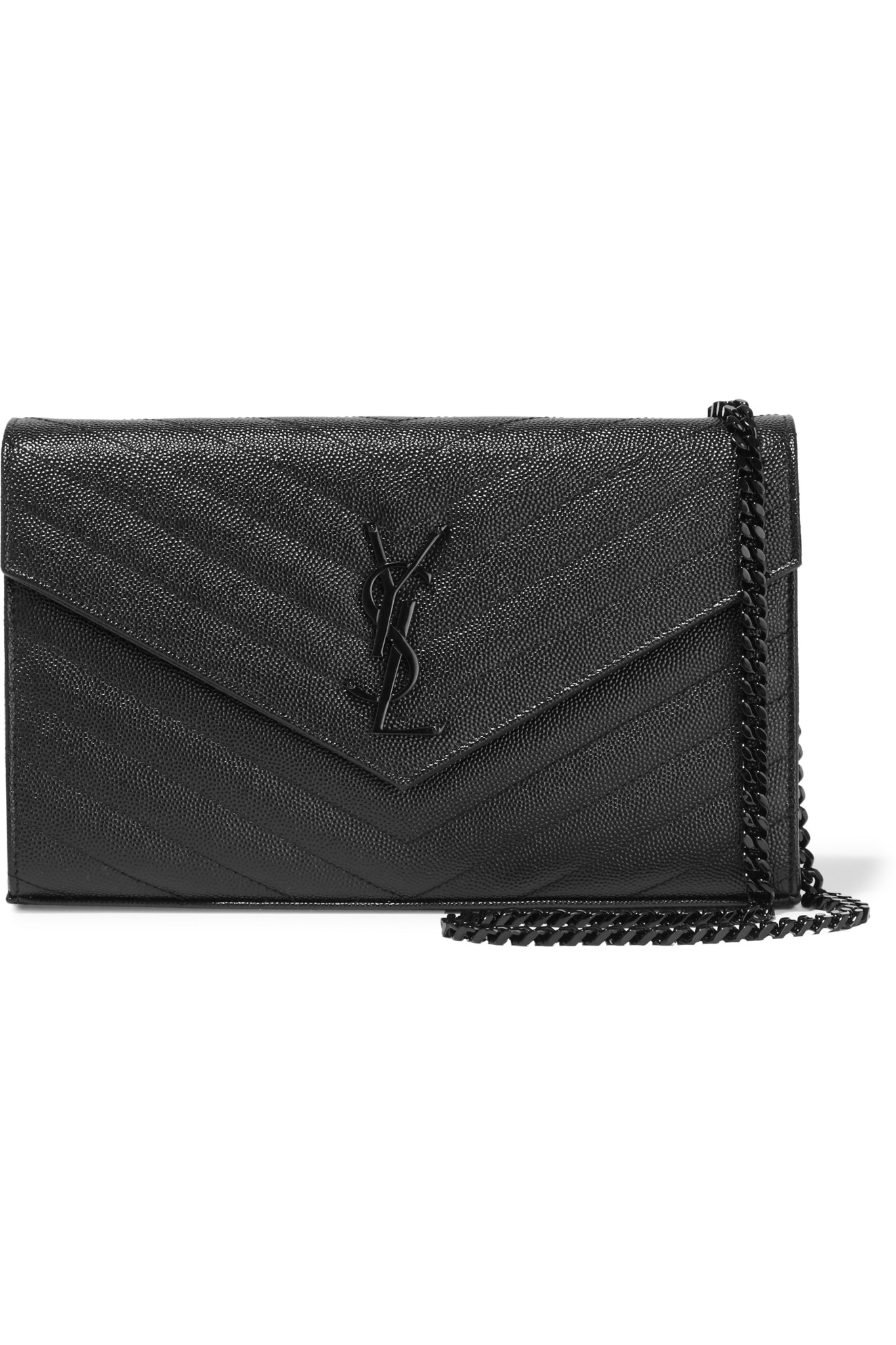 Saint laurent Monogramme Mini Quilted Textured-leather Shoulder Bag in Black | Lyst