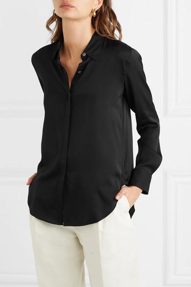 Theory Sunaya Stretch-silk Shirt in Black - Save 30% - Lyst