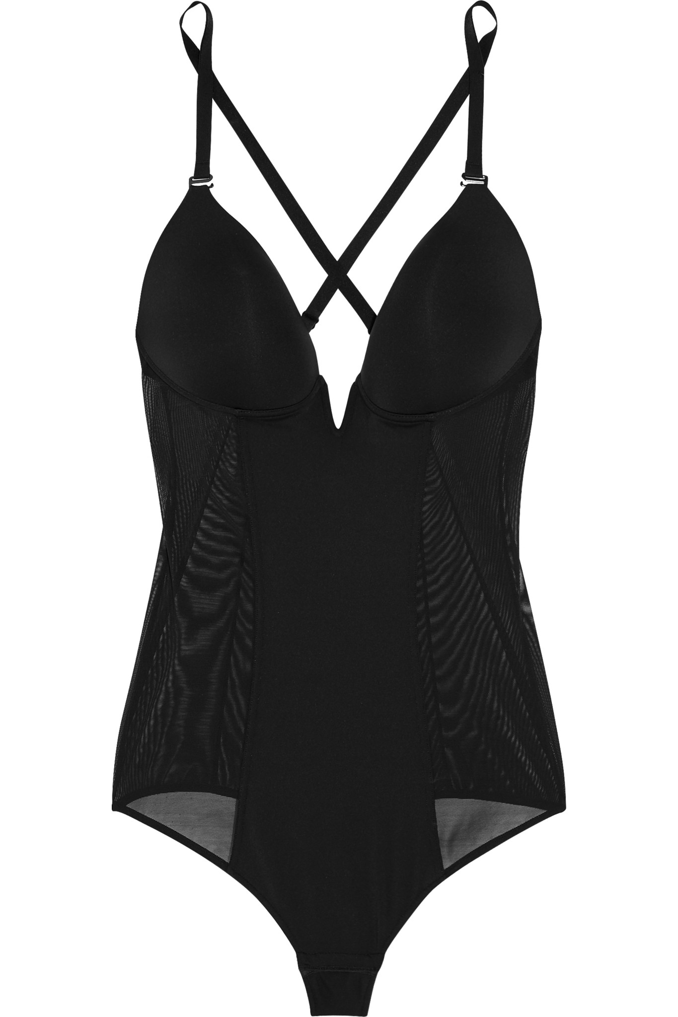 Cosabella Underwired Stretch-satin And Mesh Bodysuit in Black | Lyst