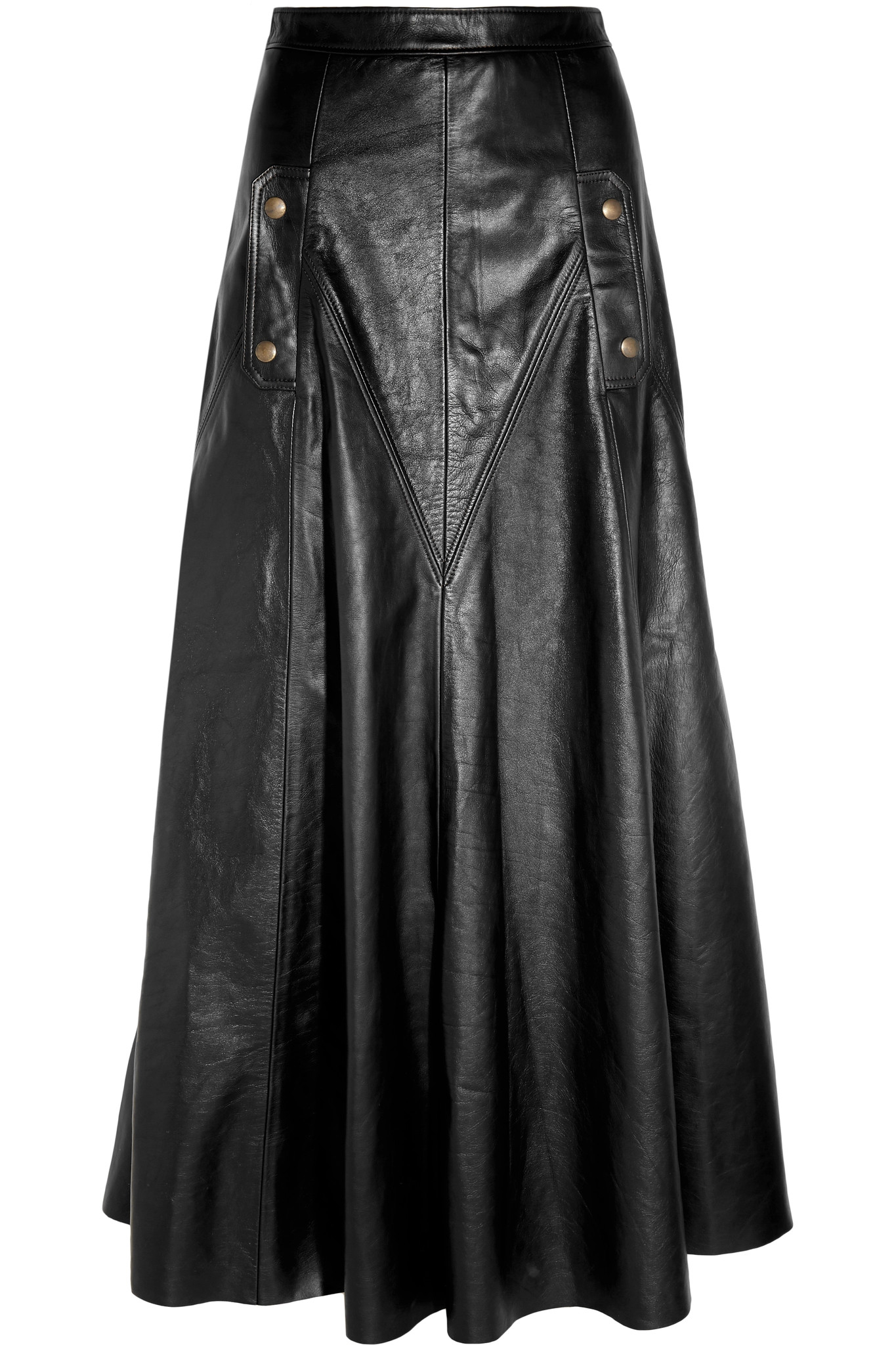 Lyst - Chloé Leather Maxi Skirt in Black