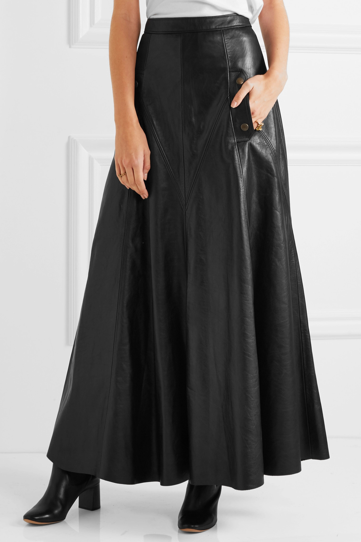 Lyst Chloé Leather Maxi Skirt In Black