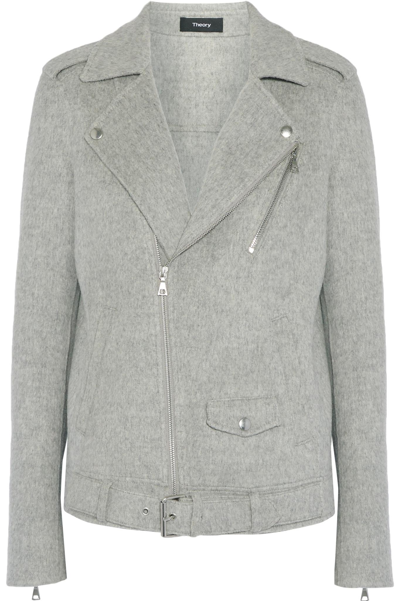 Theory Tralsmin Doublefaced Wool And Cashmereblend Biker Jacket in