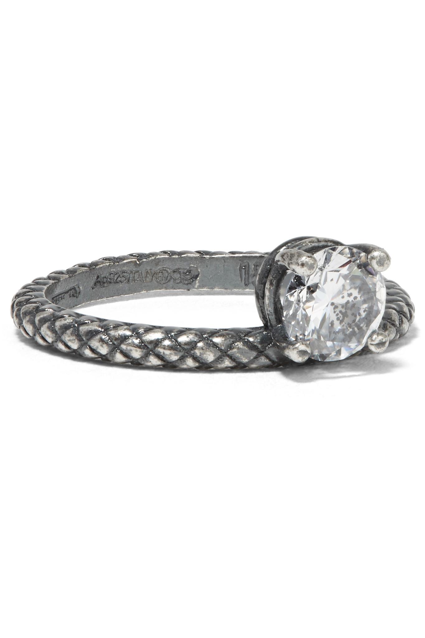 Lyst Bottega Oxidized Sterling Silver Cubic Zirconia Ring in