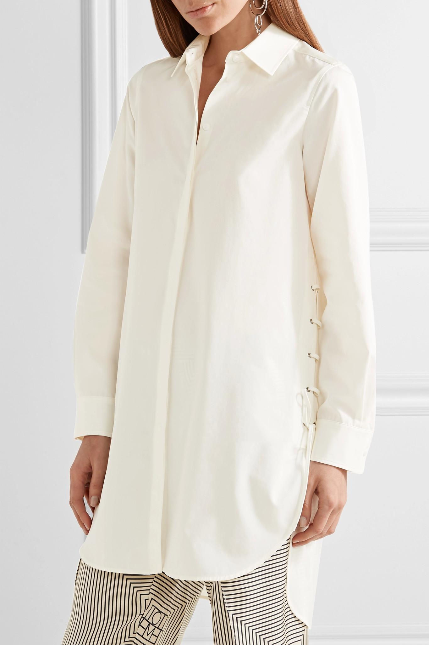 Lyst - Max Mara Oversized Lace-up Cotton-poplin Shirt in White