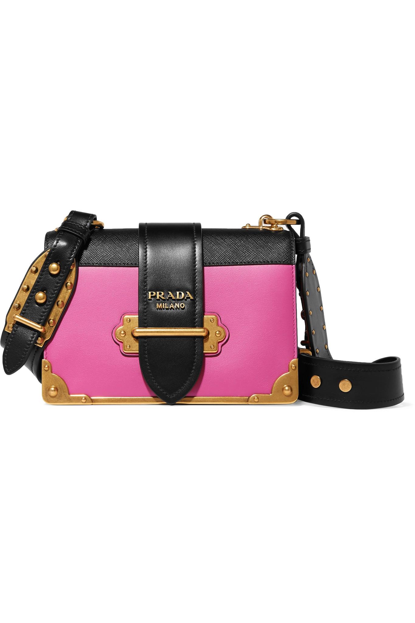Prada Cahier Small Two-tone Leather Shoulder Bag in Pink | Lyst