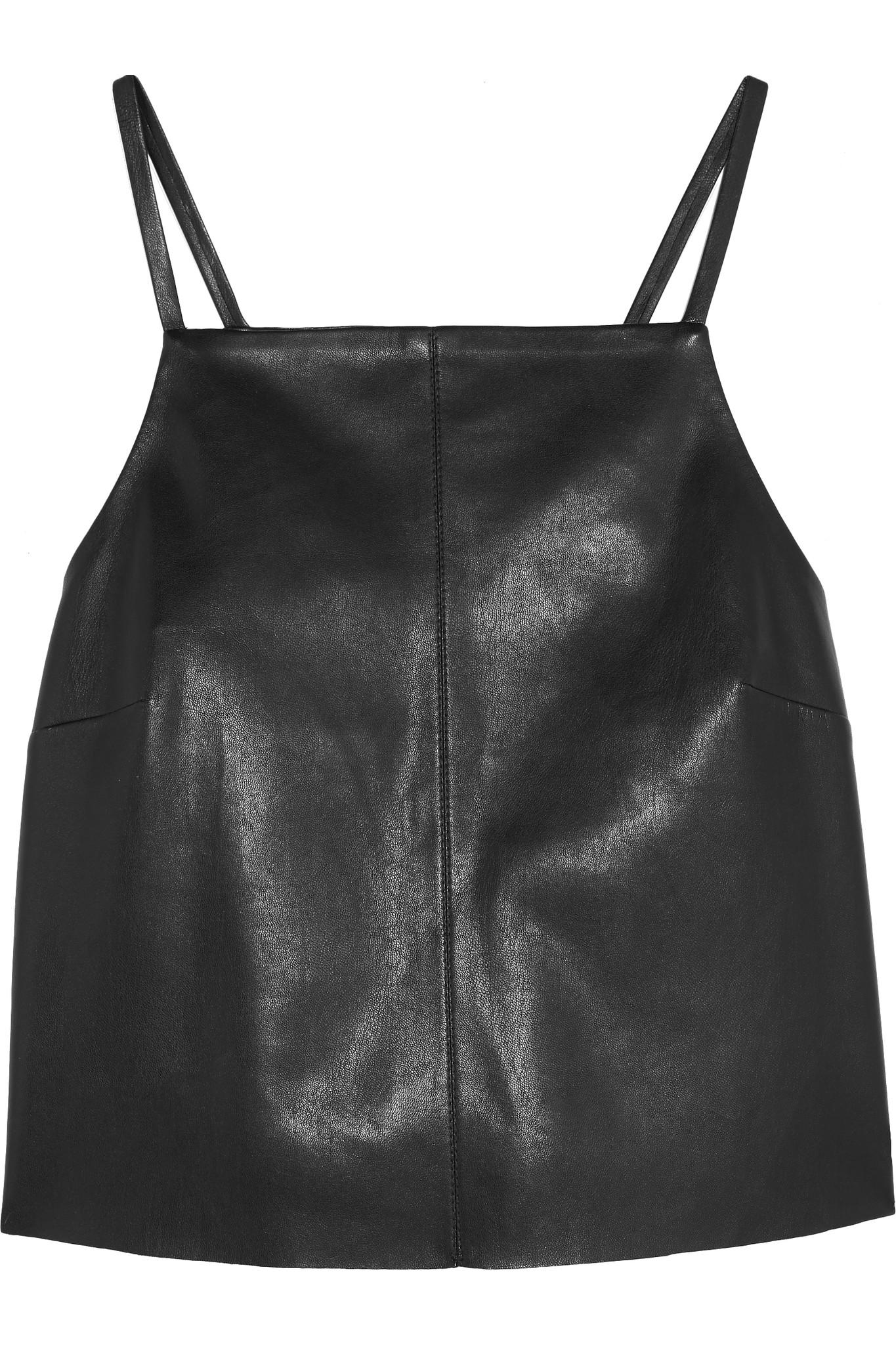 Lyst - Nanushka Kate Cropped Faux Leather Top in Black