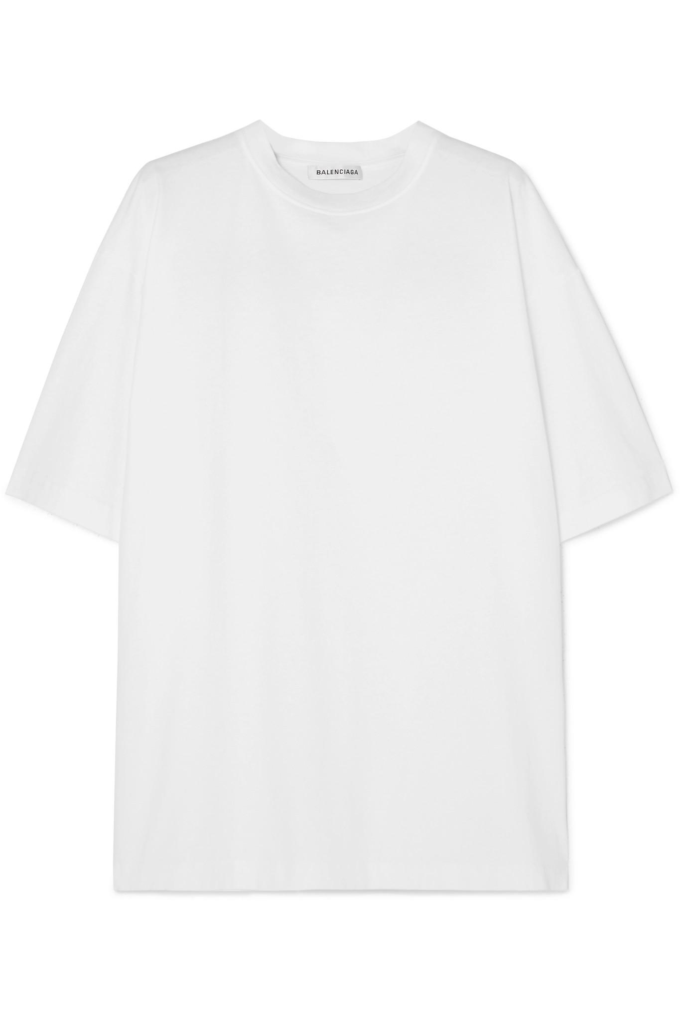 Lyst - Balenciaga Oversized Embroidered Cotton-jersey T-shirt in White