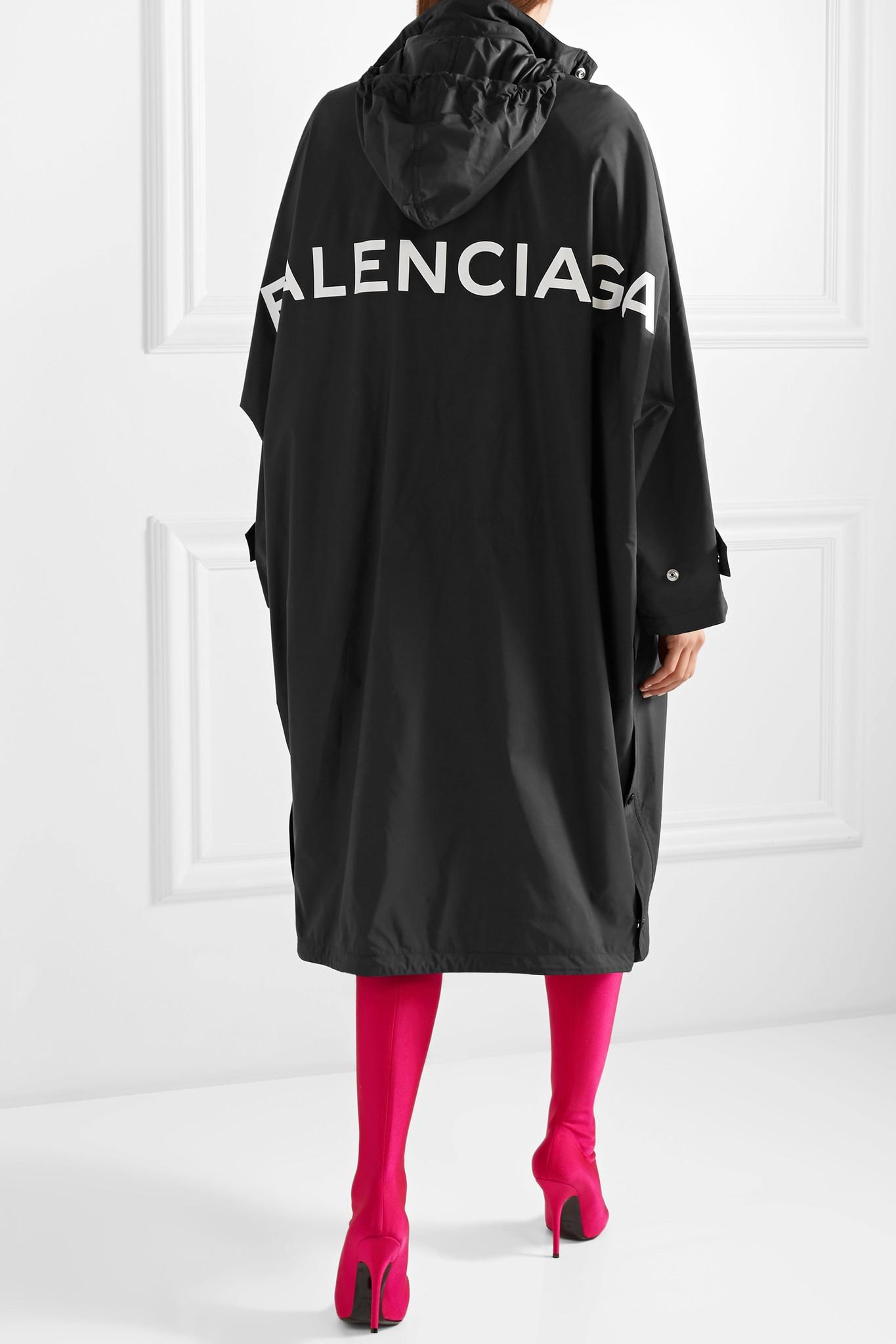 Lyst - Balenciaga Opera Oversized Printed Shell Raincoat in Black