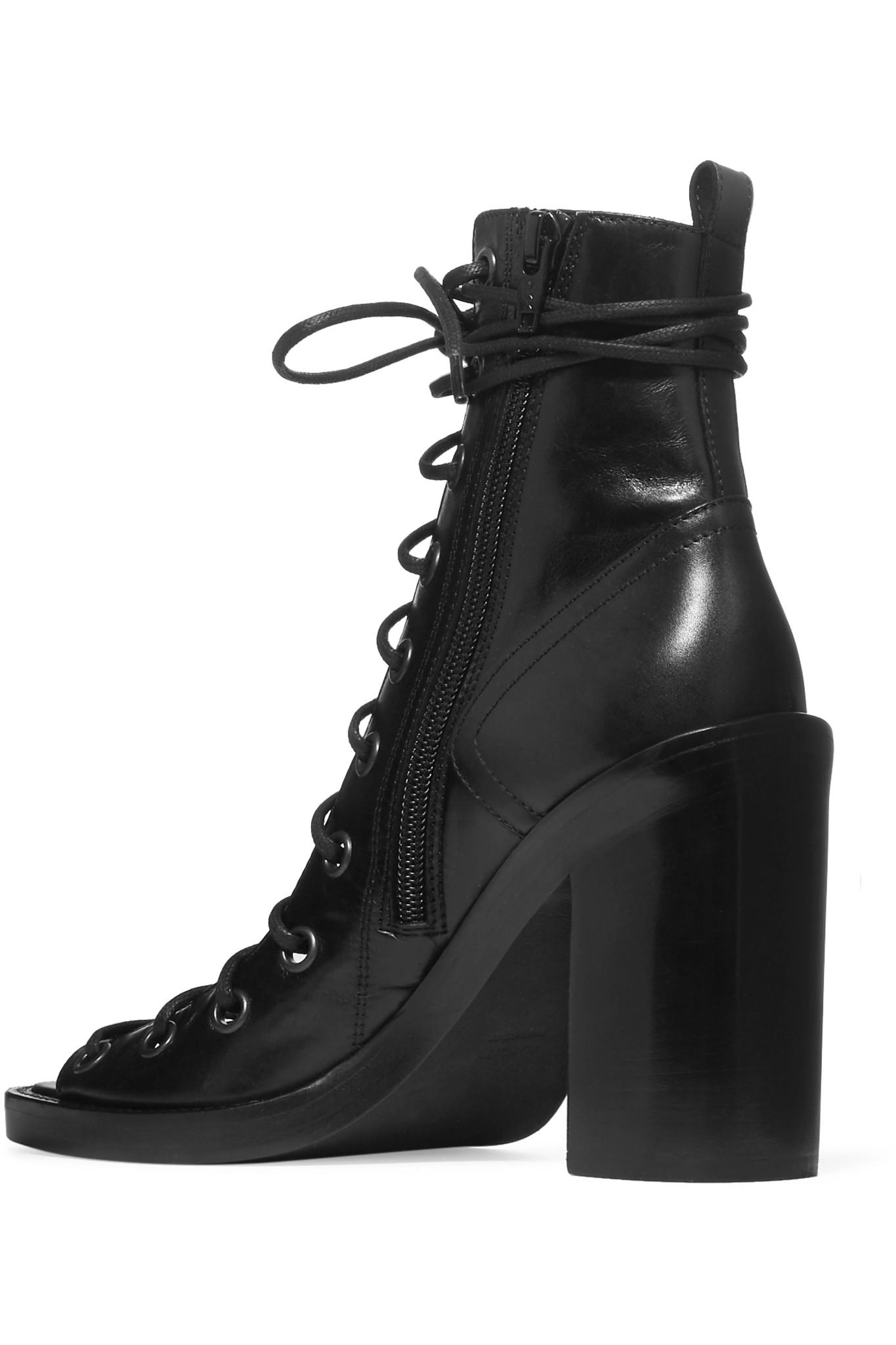 Lyst - Ann Demeulemeester Lace-up Leather Ankle Boots in Black