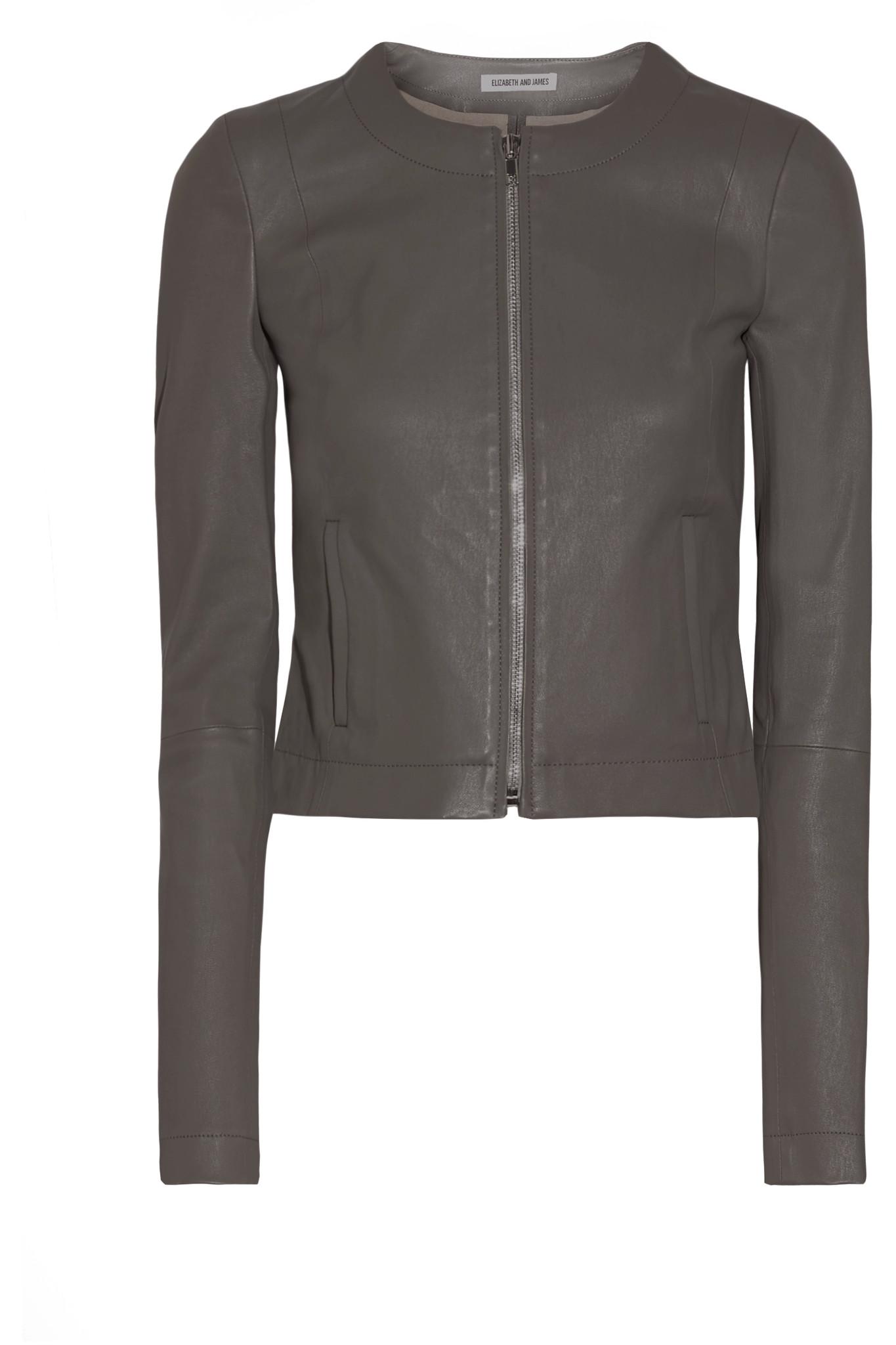 Elizabeth And James Helen Cropped Leather Jacket In Gray Lyst Gallery