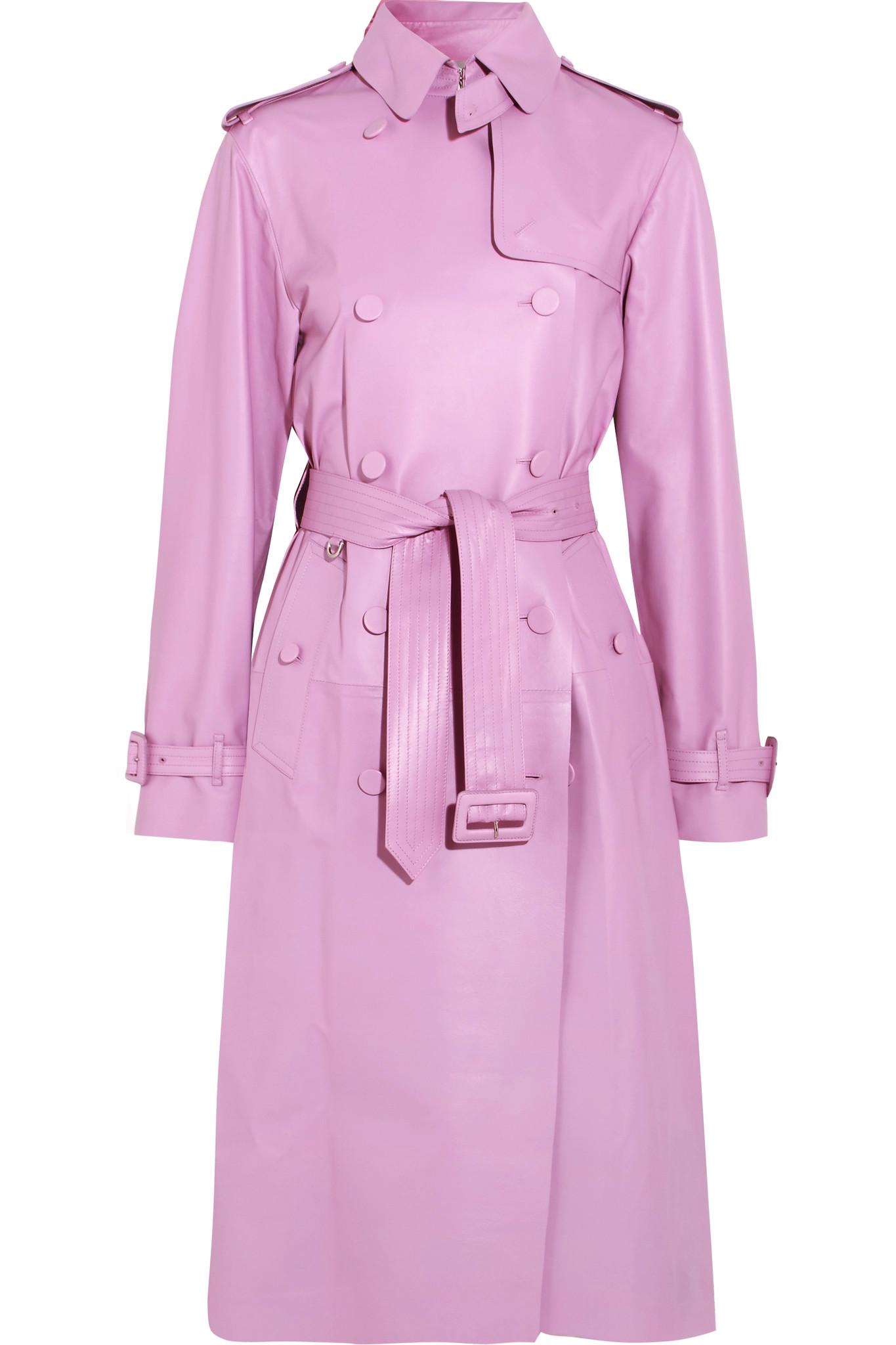 Lyst Valentino Leather Trench Coat in Pink