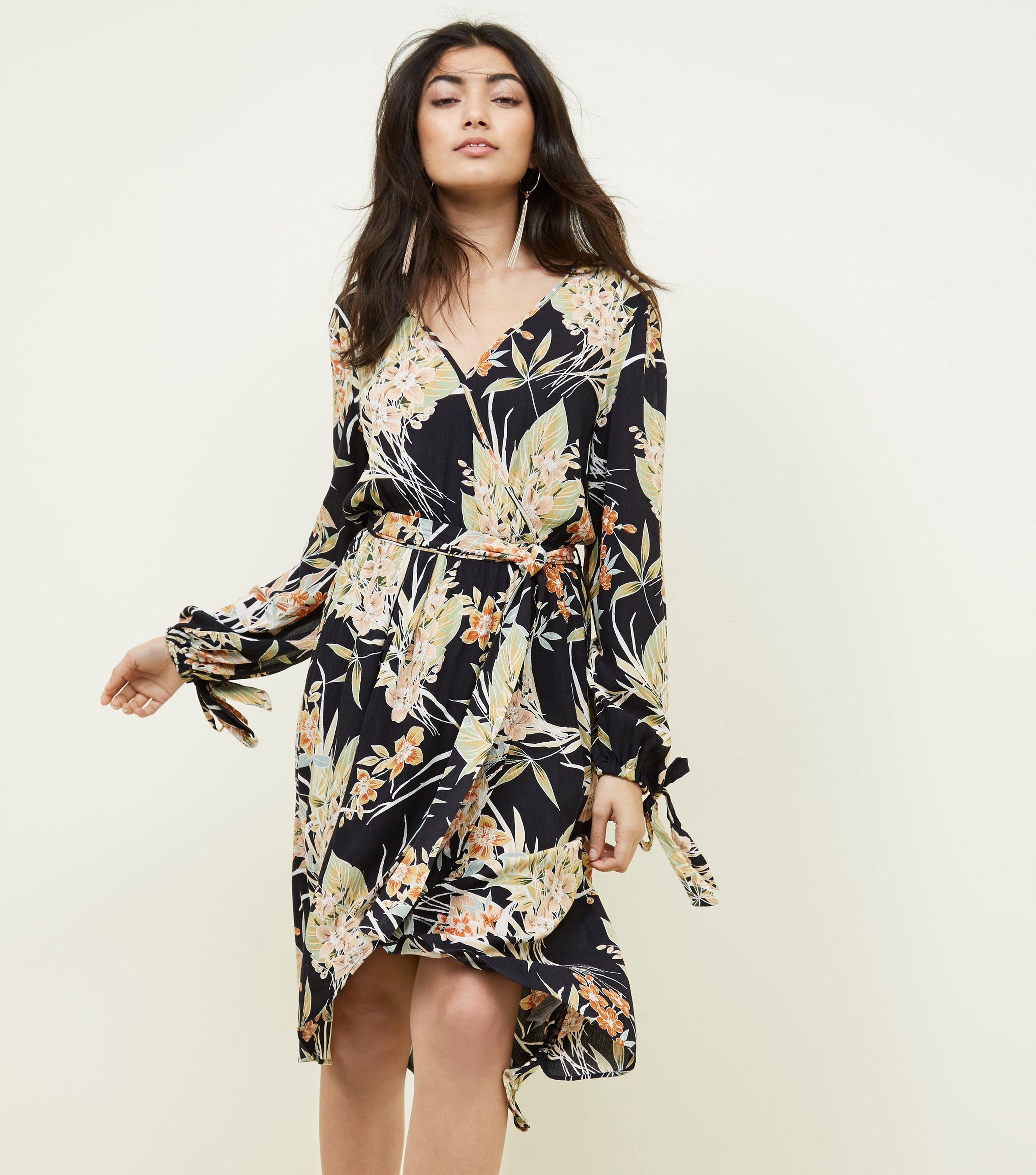 new look mesh midi dress in ditsy floral print