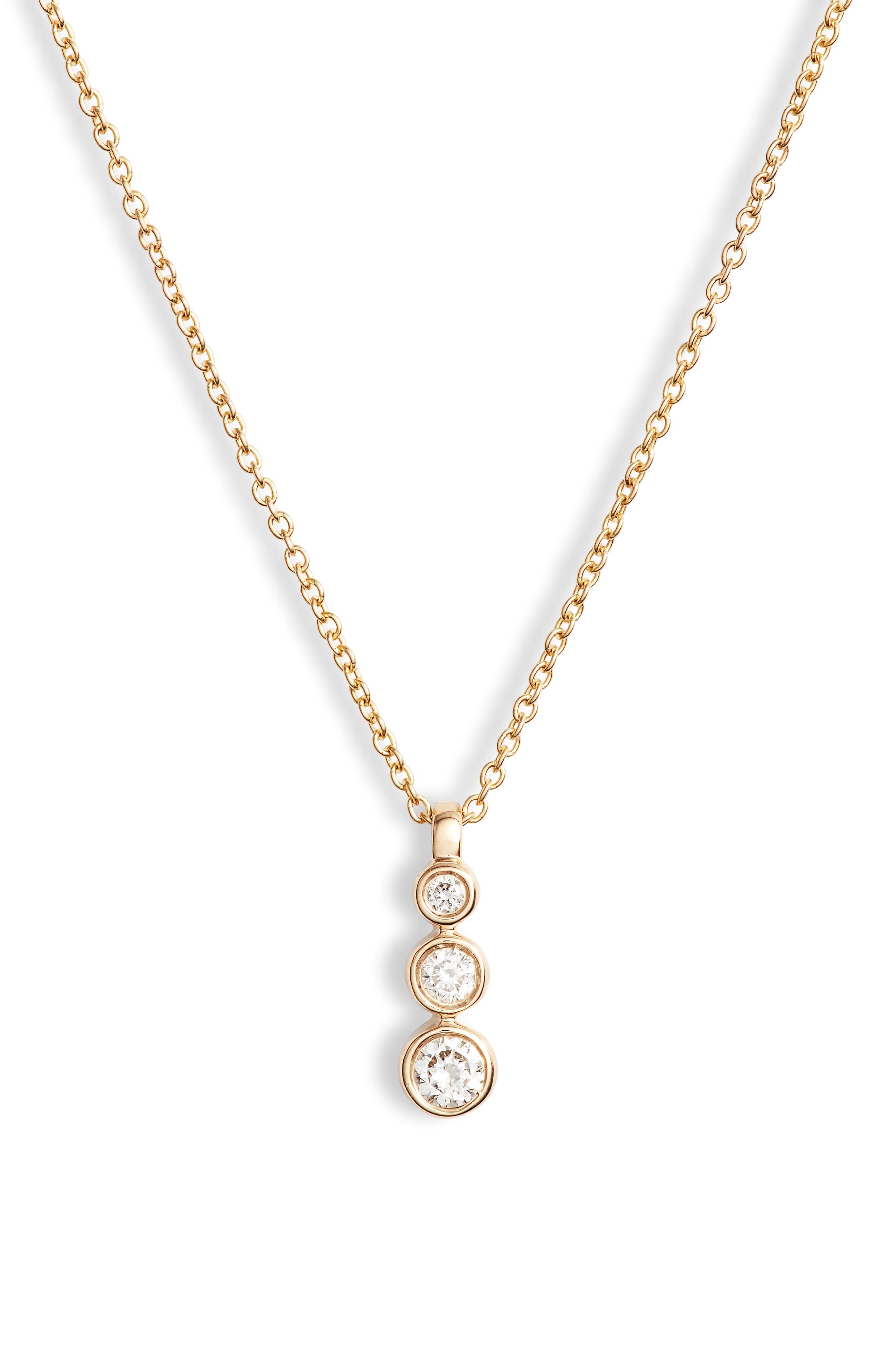 Dana Rebecca Triple Bezel Diamond Pendant Necklace in Metallic - Lyst
