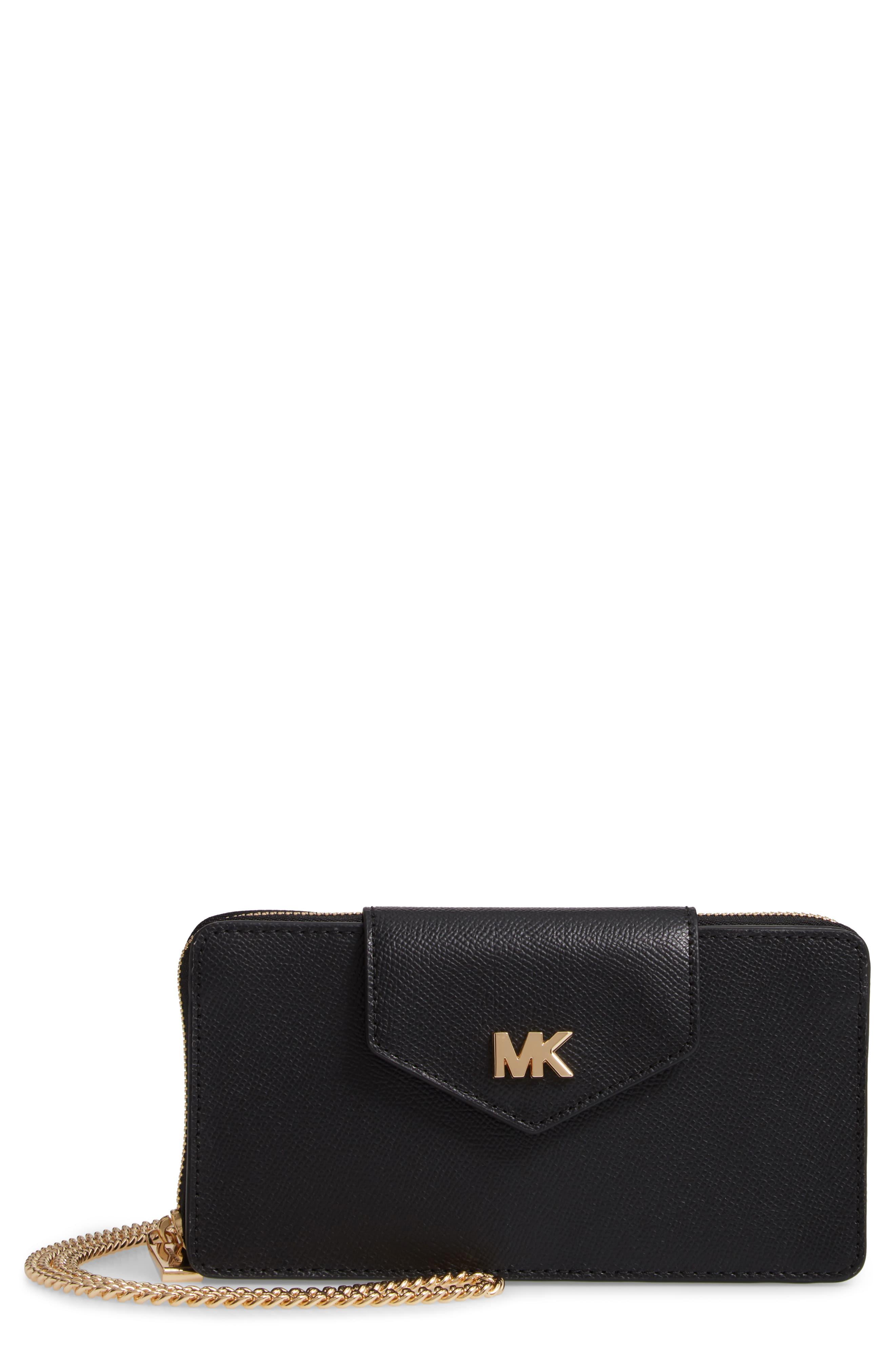 MICHAEL Michael Kors Small Convertible Leather Wallet On A Chain in