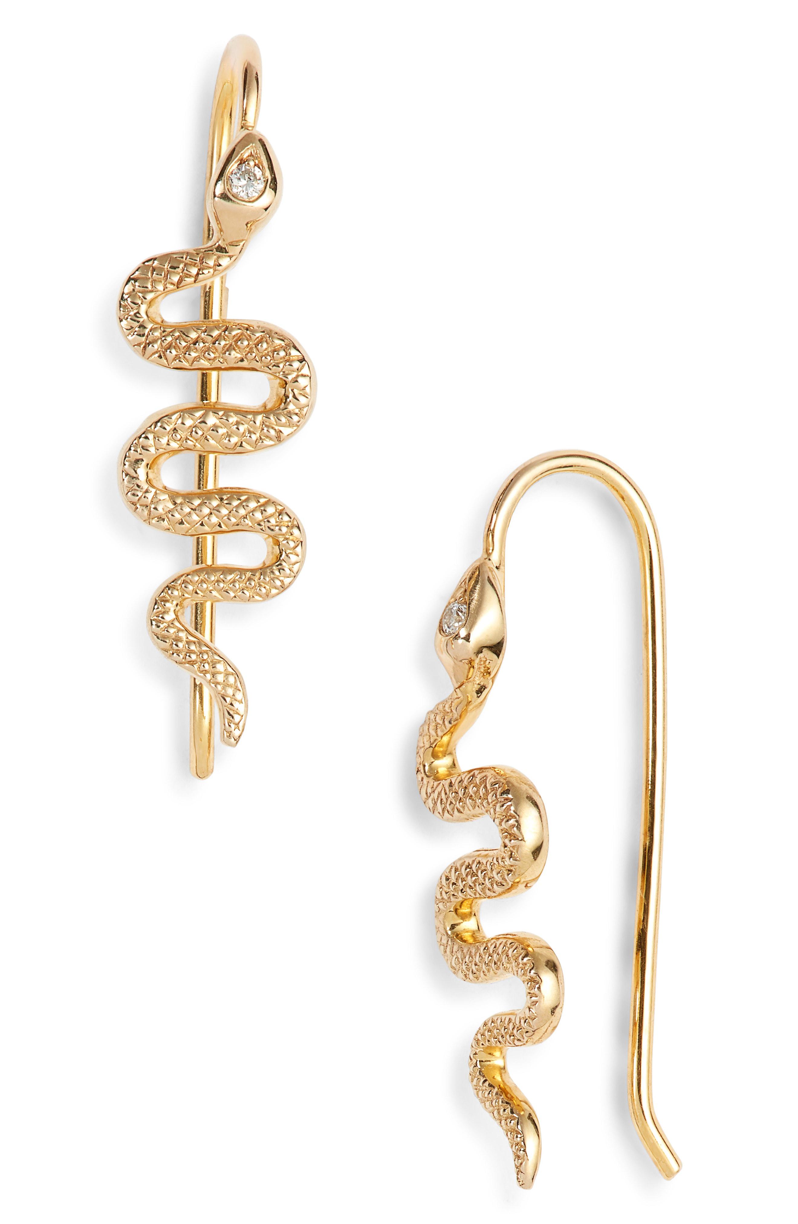 Lyst Nora Kogan Xenia Diamond Snake Earrings In Metallic Nora Kogan Women S Metallic Xenia Diamond Snake Earrings
