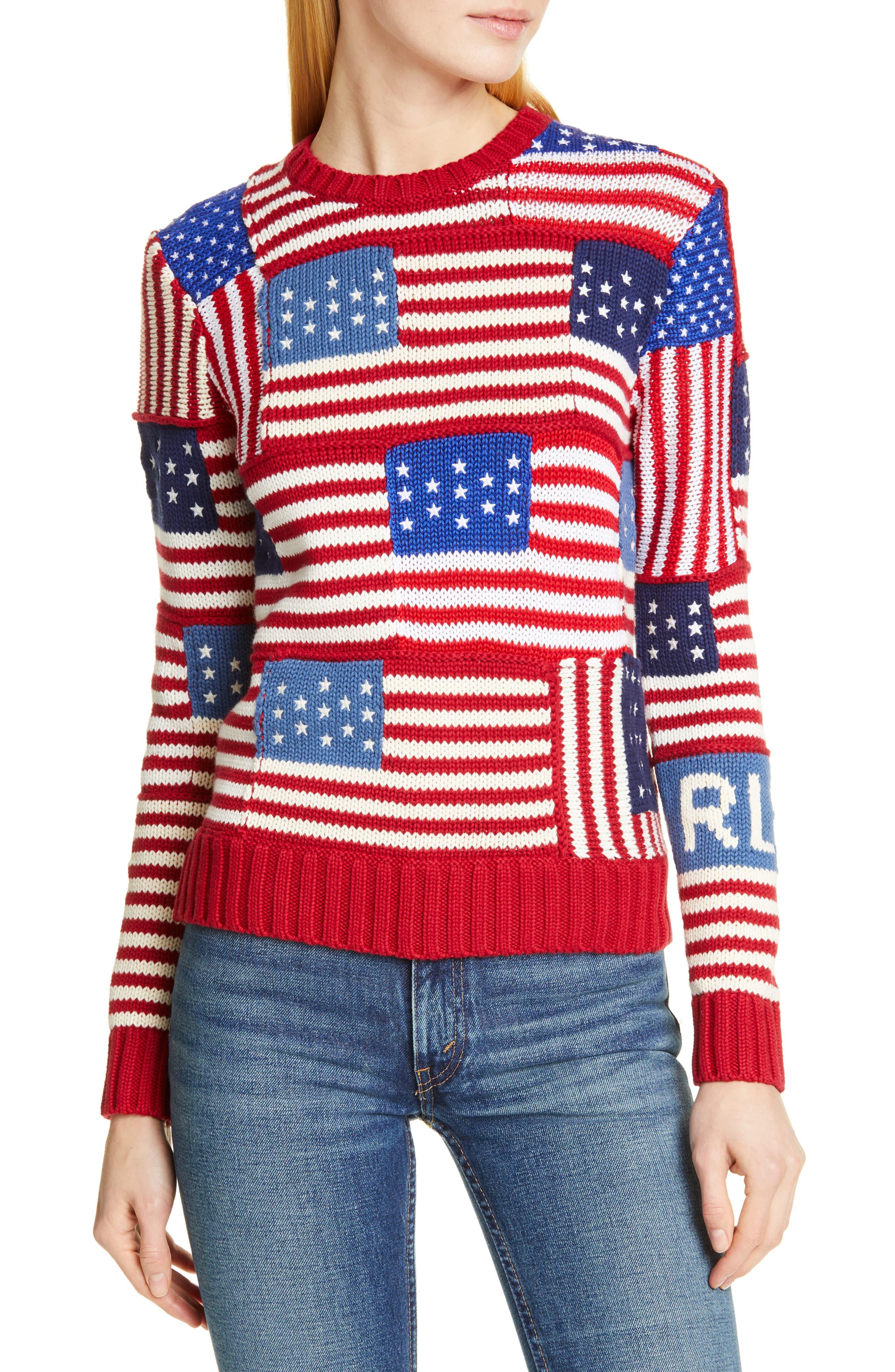 Polo Ralph Lauren Patchwork Flag Sweater in Red - Lyst