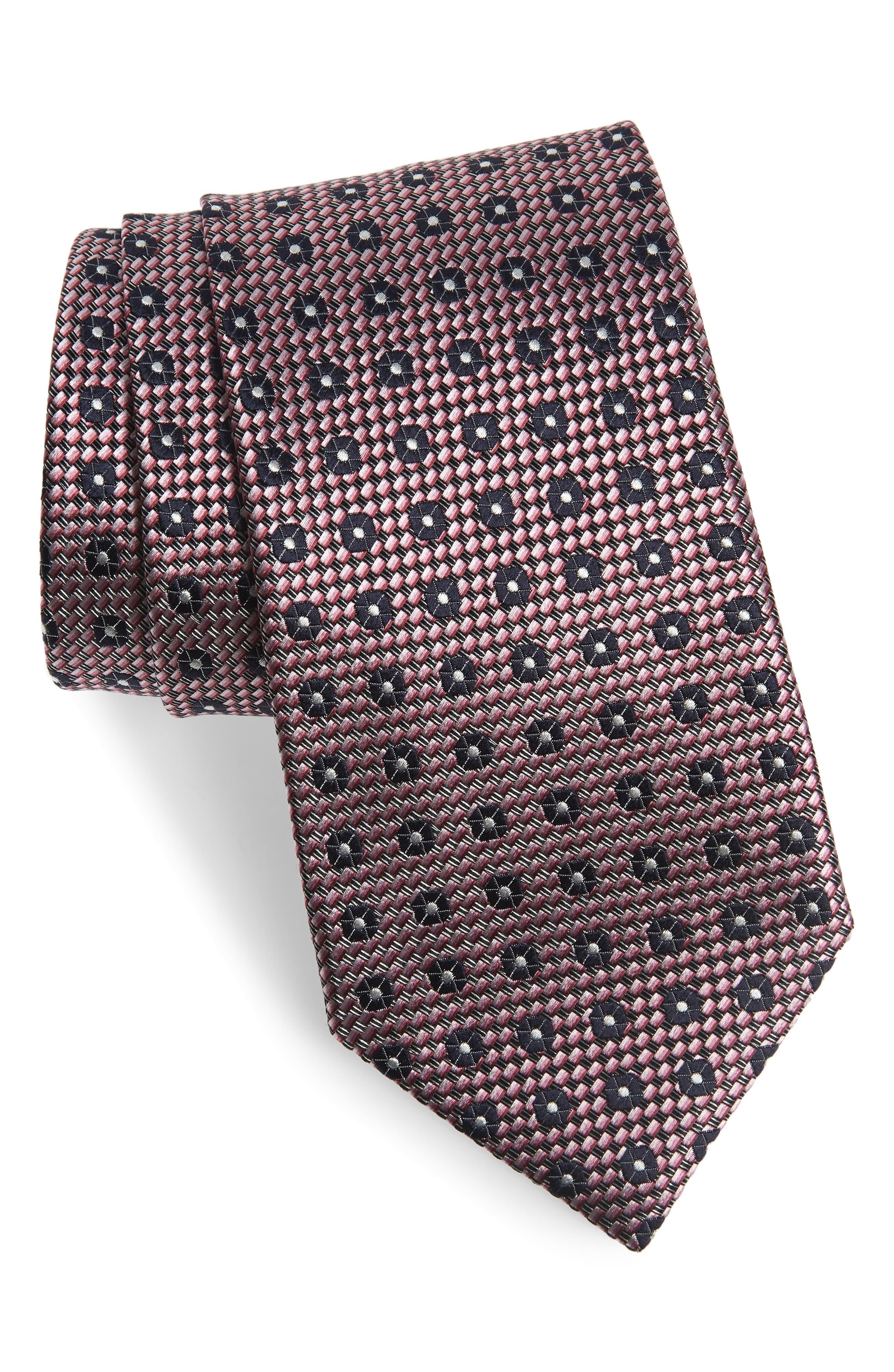 Ermenegildo Zegna Medallion Silk Tie in Pink for Men - Lyst