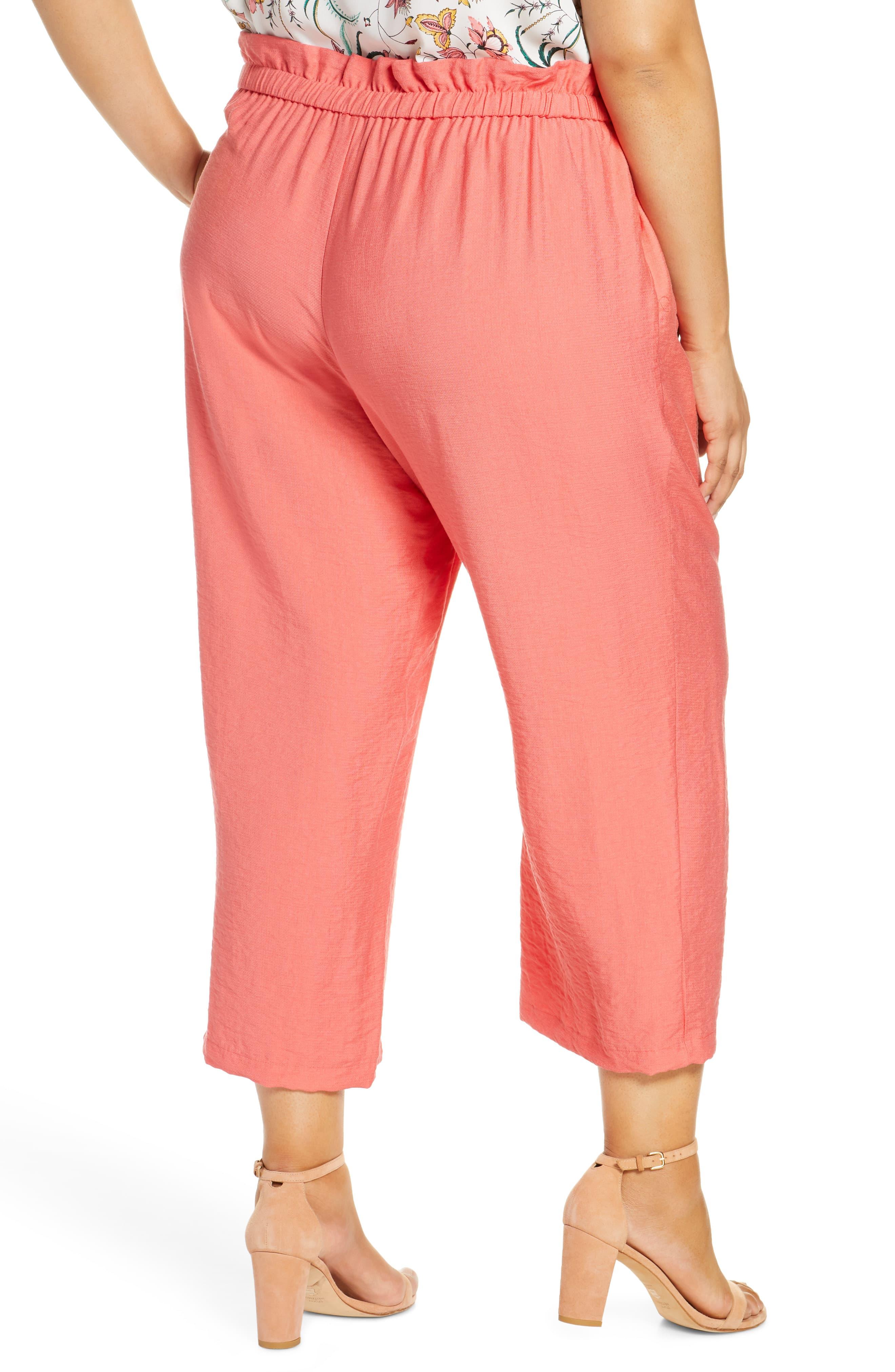 Cece Paperbag Waist Straight Leg Pants in Pink - Lyst