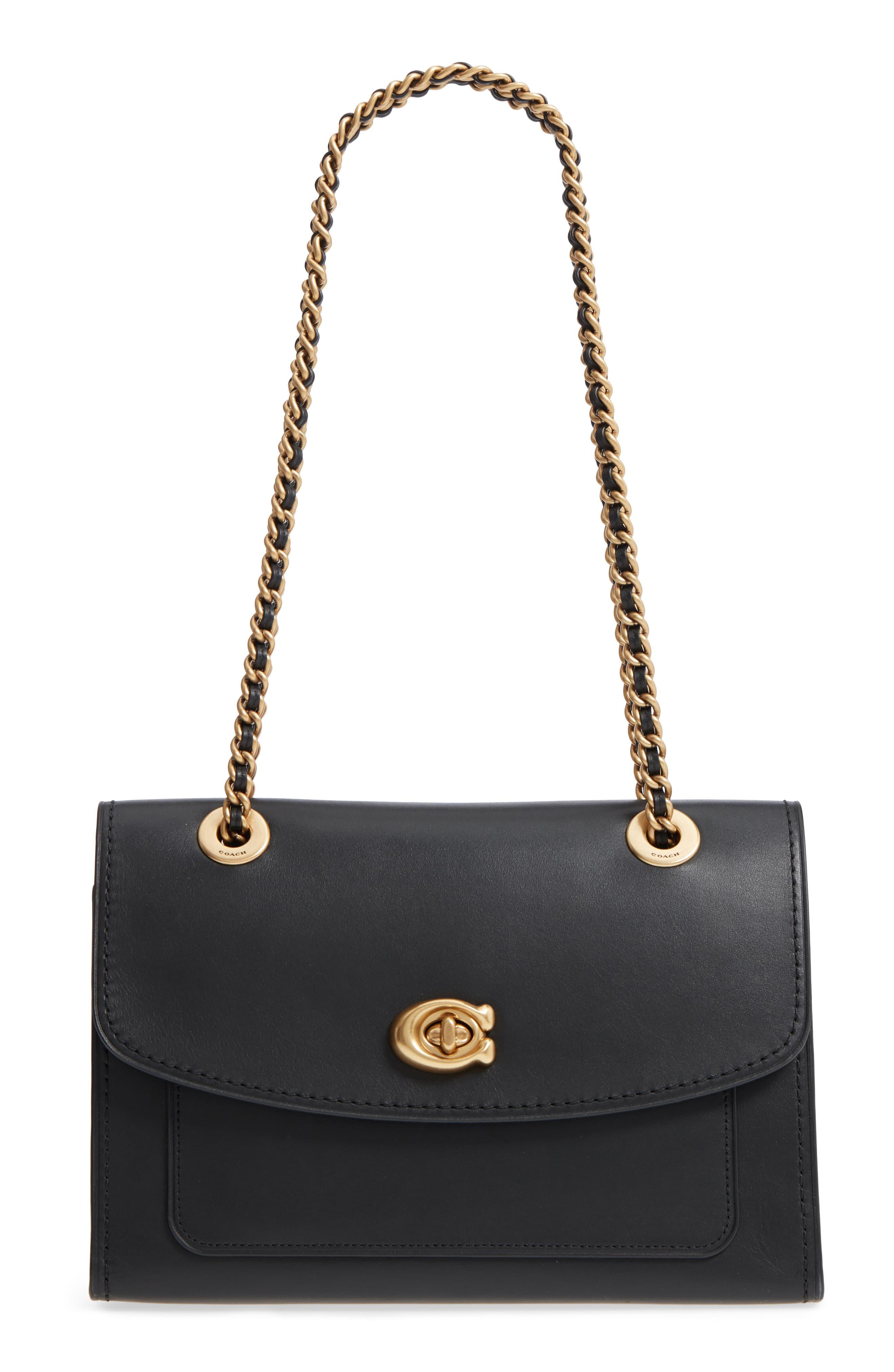 COACH Parker Leather Shoulder Bag in Black - Lyst