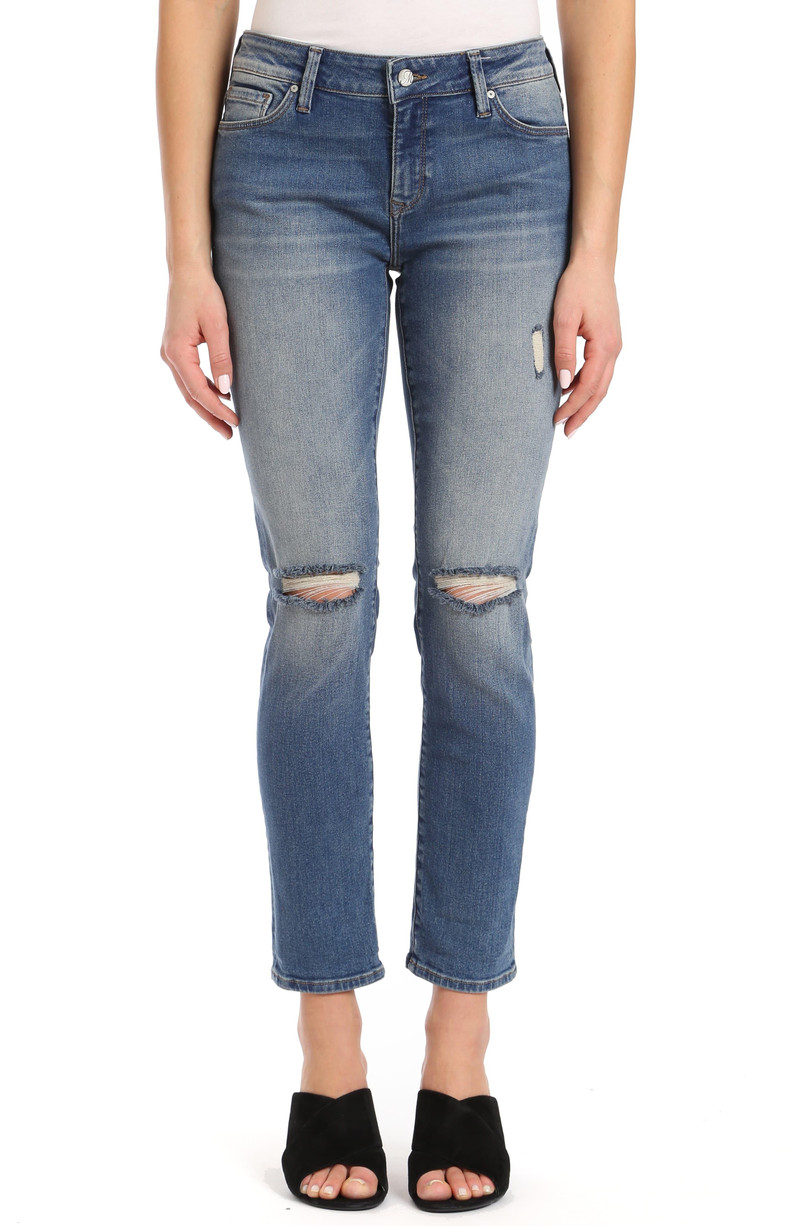 Mavi Jeans Ada Ripped Slim Jeans in Blue - Lyst