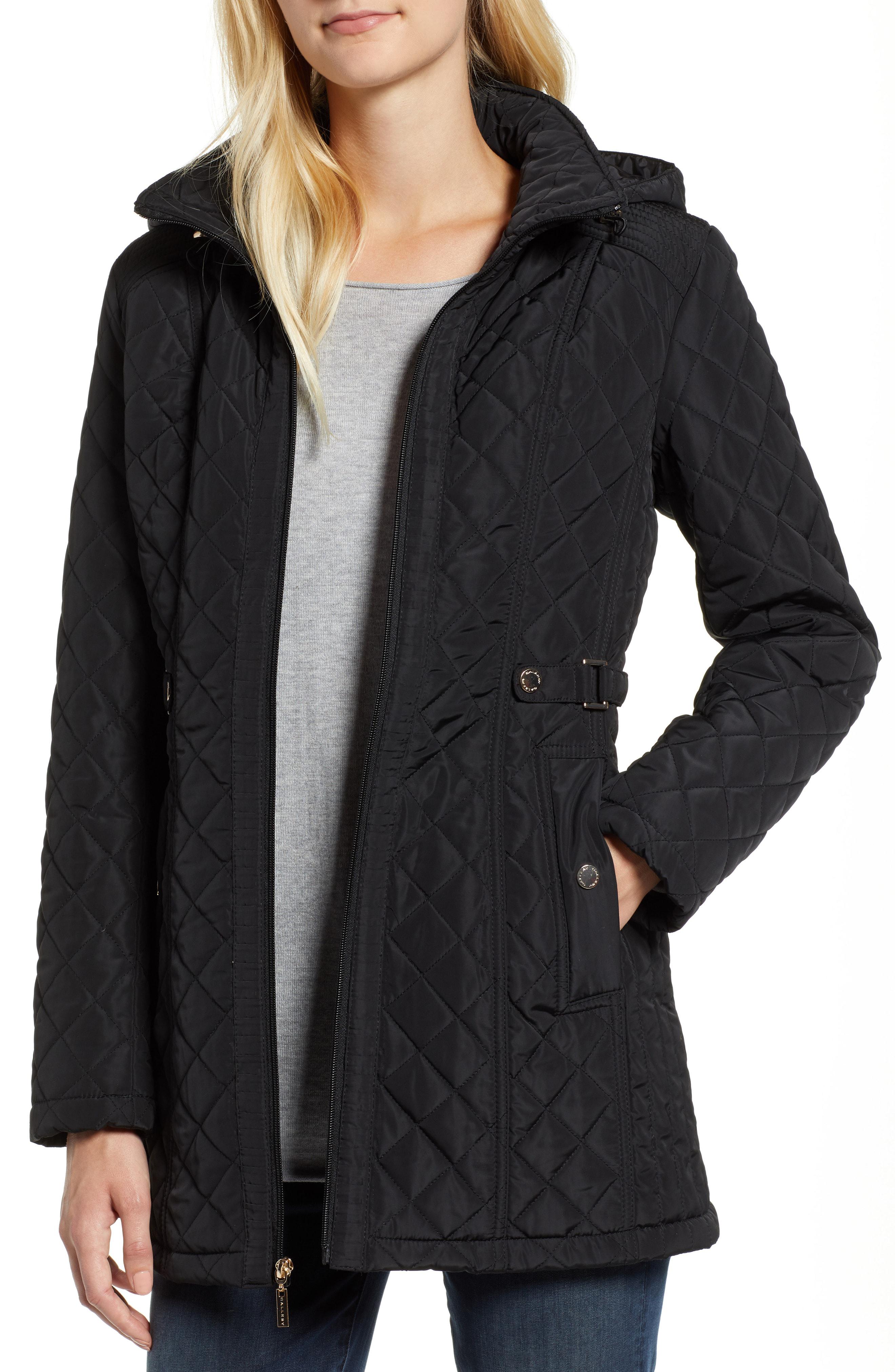 Gallery Quilted Hooded Jacket  in Black Lyst