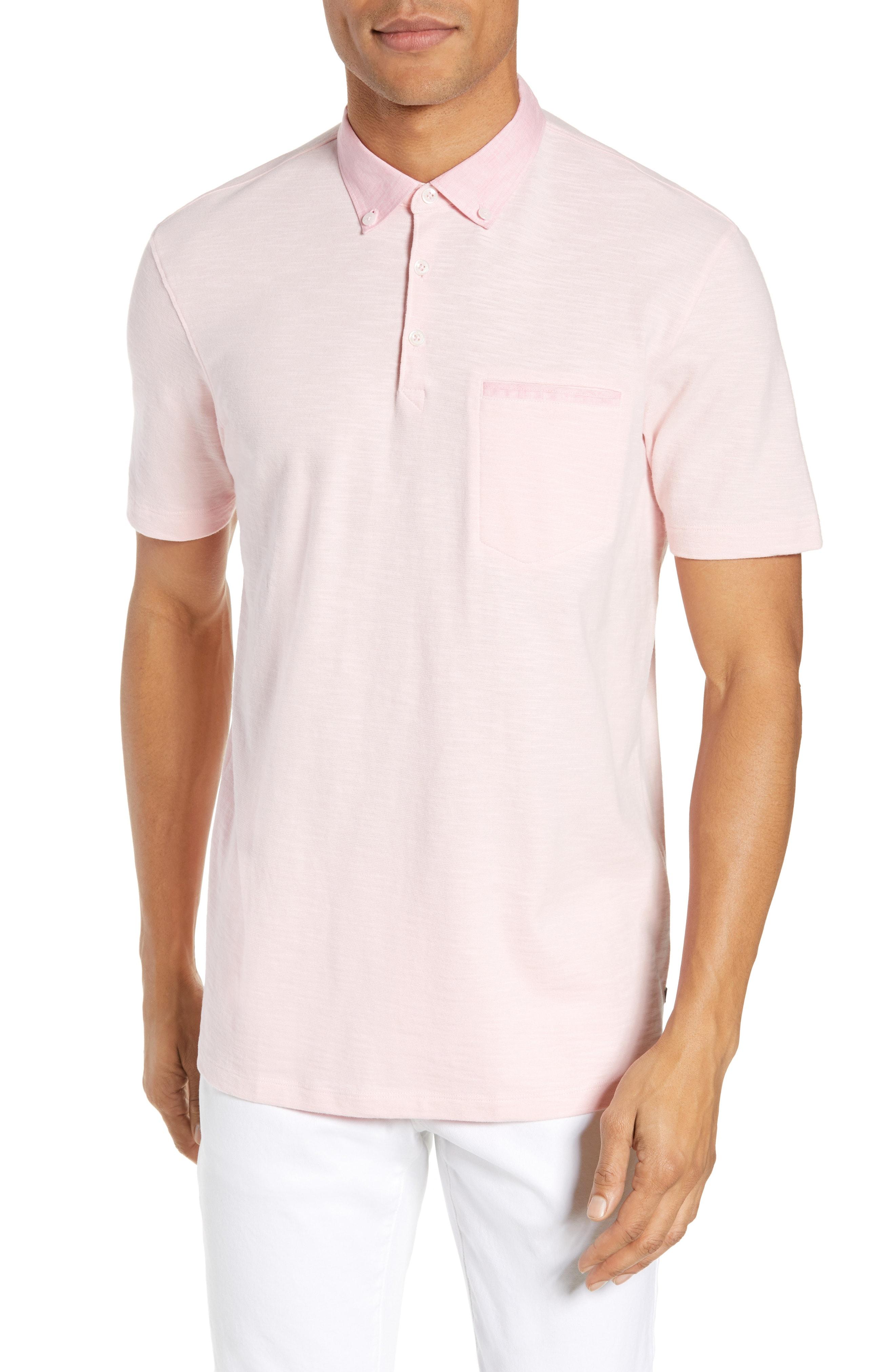 Lyst - Good Man Brand Slub Jersey Cotton Polo Shirt in Pink for Men