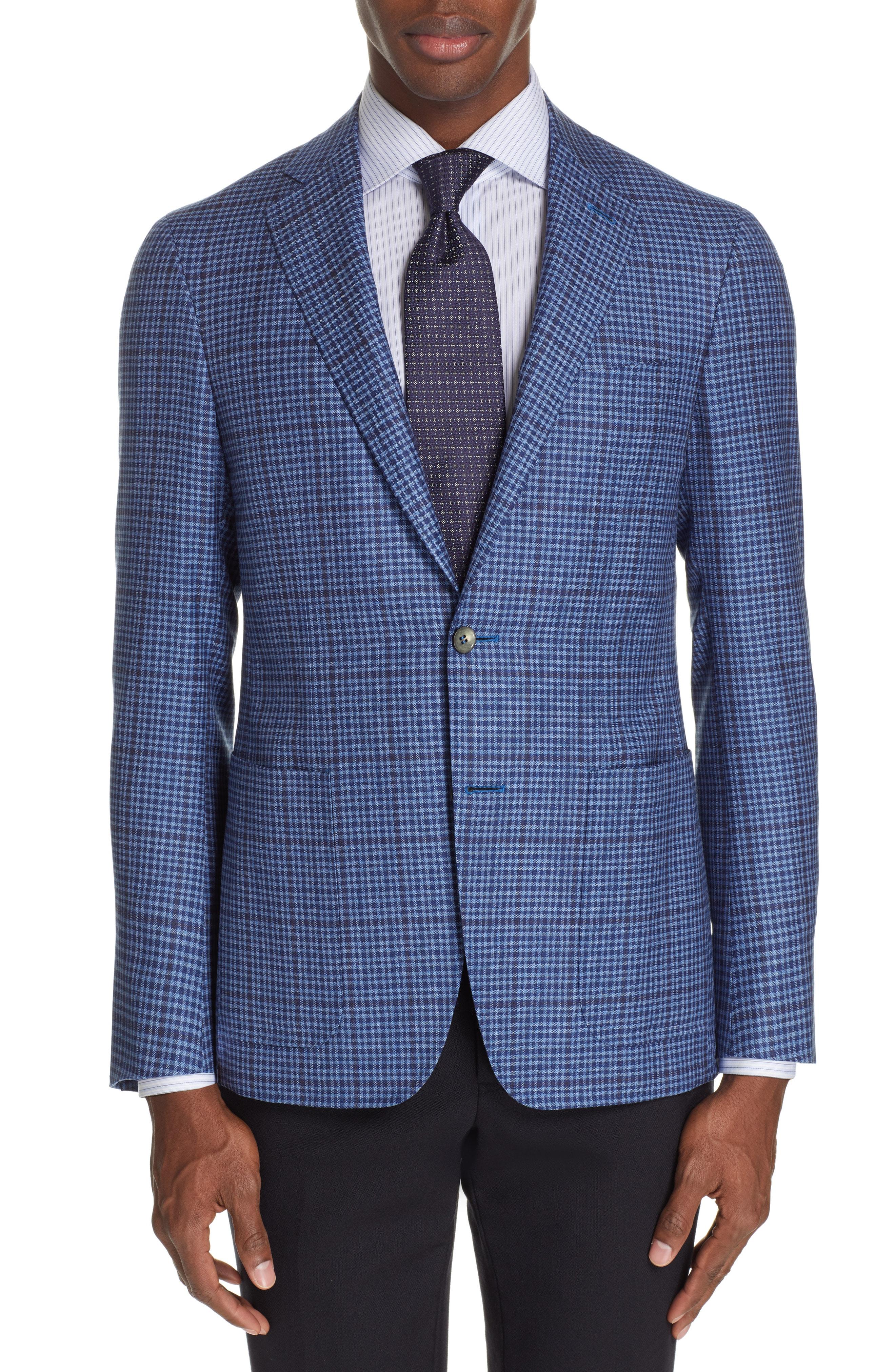 Lyst Canali Kei Classic Fit Check Wool Sport Coat In Blue For Men 5975