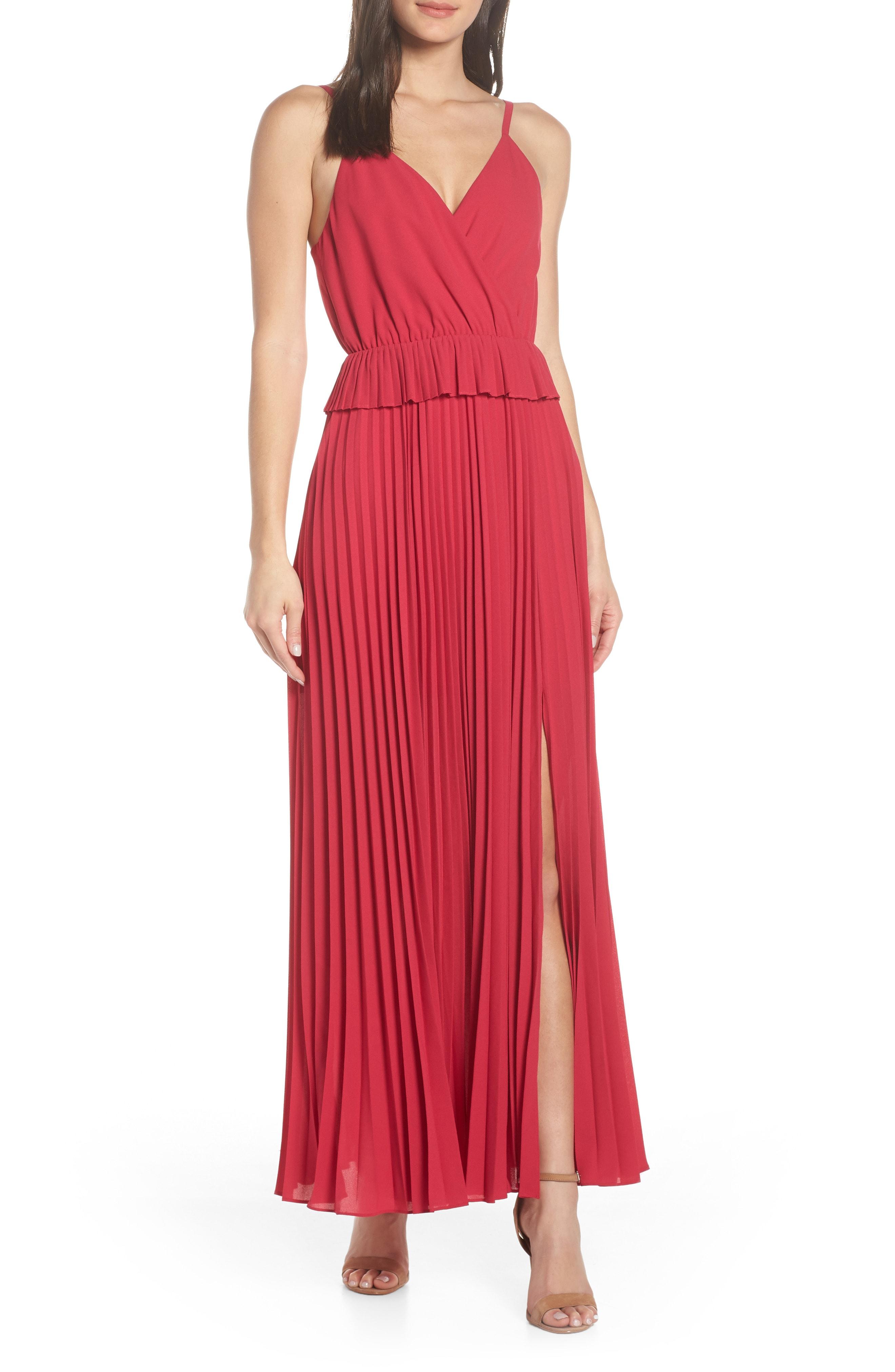 Lyst - Ali & Jay Olivet Pleated Maxi Dress in Red