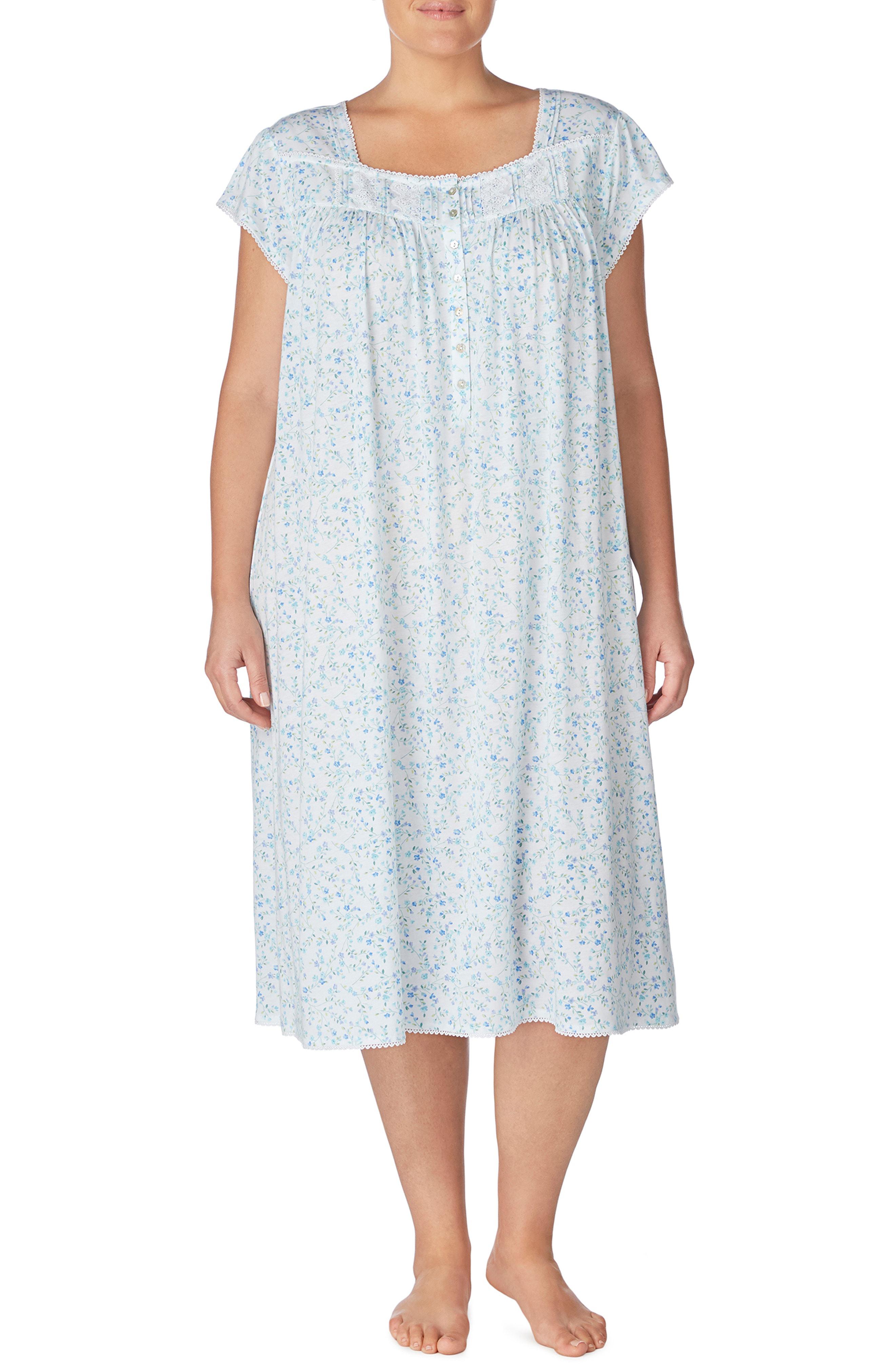 Lyst - Eileen West Plus Floral Scroll-print Waltz Jersey Nightgown in ...