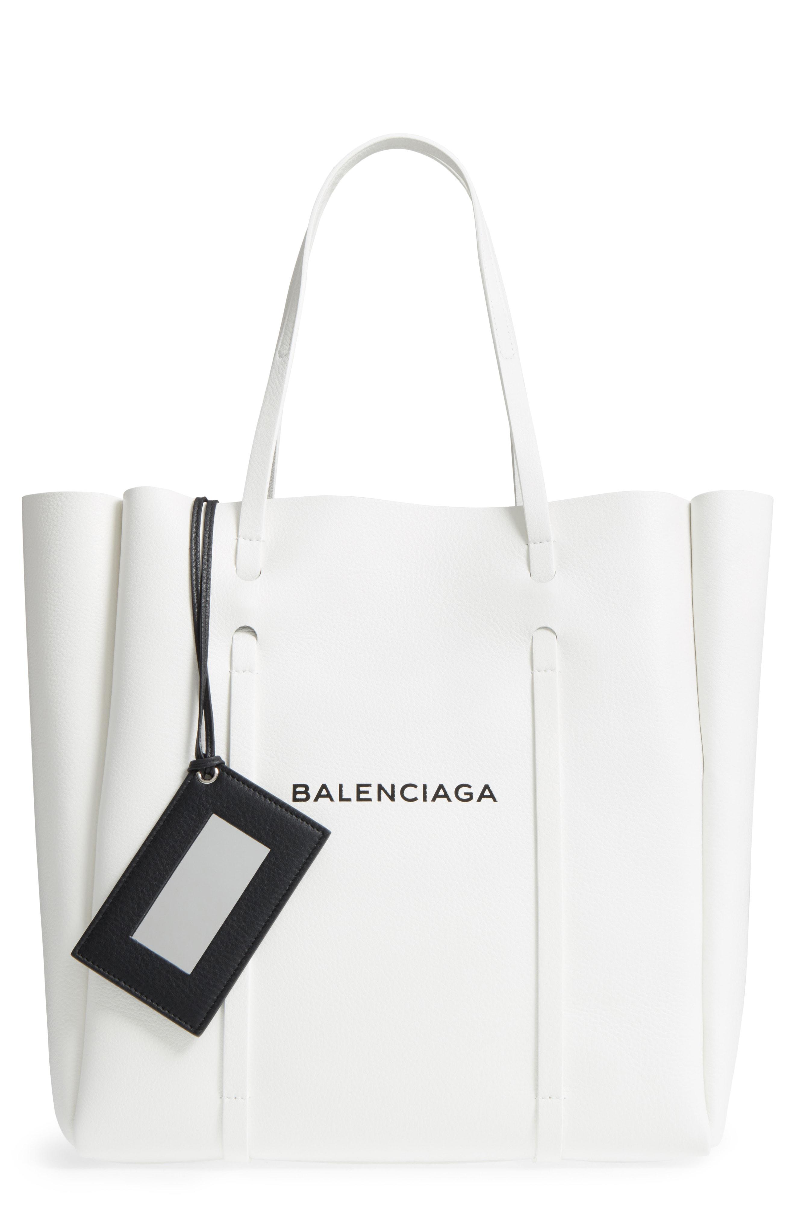 Lyst Balenciaga Medium Everyday Logo Leather Tote In White View Fullscreen