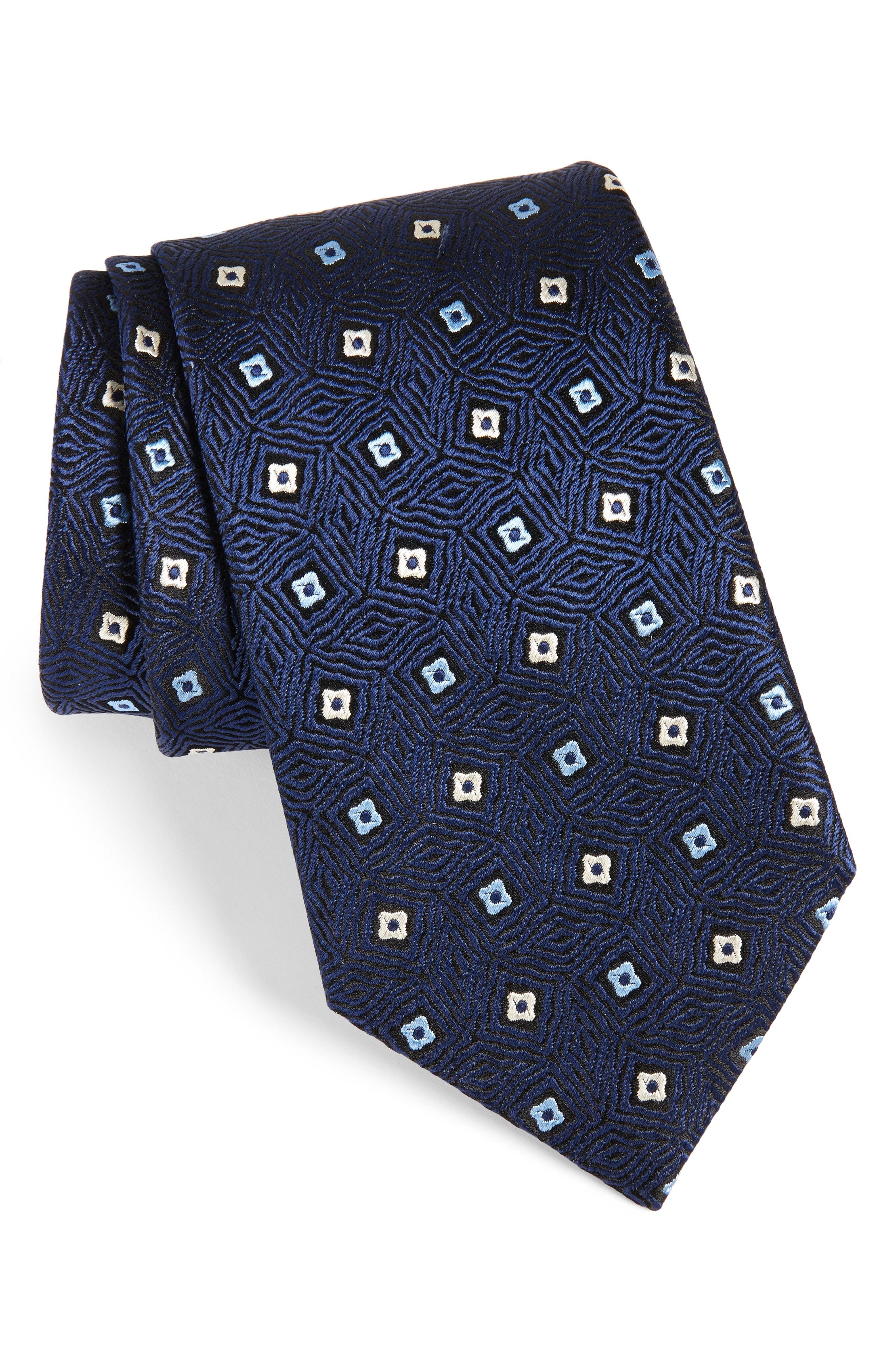 Ermenegildo Zegna Geometric Silk Tie in Blue for Men - Lyst