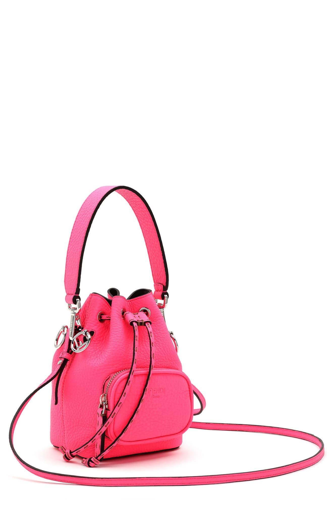Fendi Mini Mon Tresor Leather Bucket Bag in Pink - Lyst
