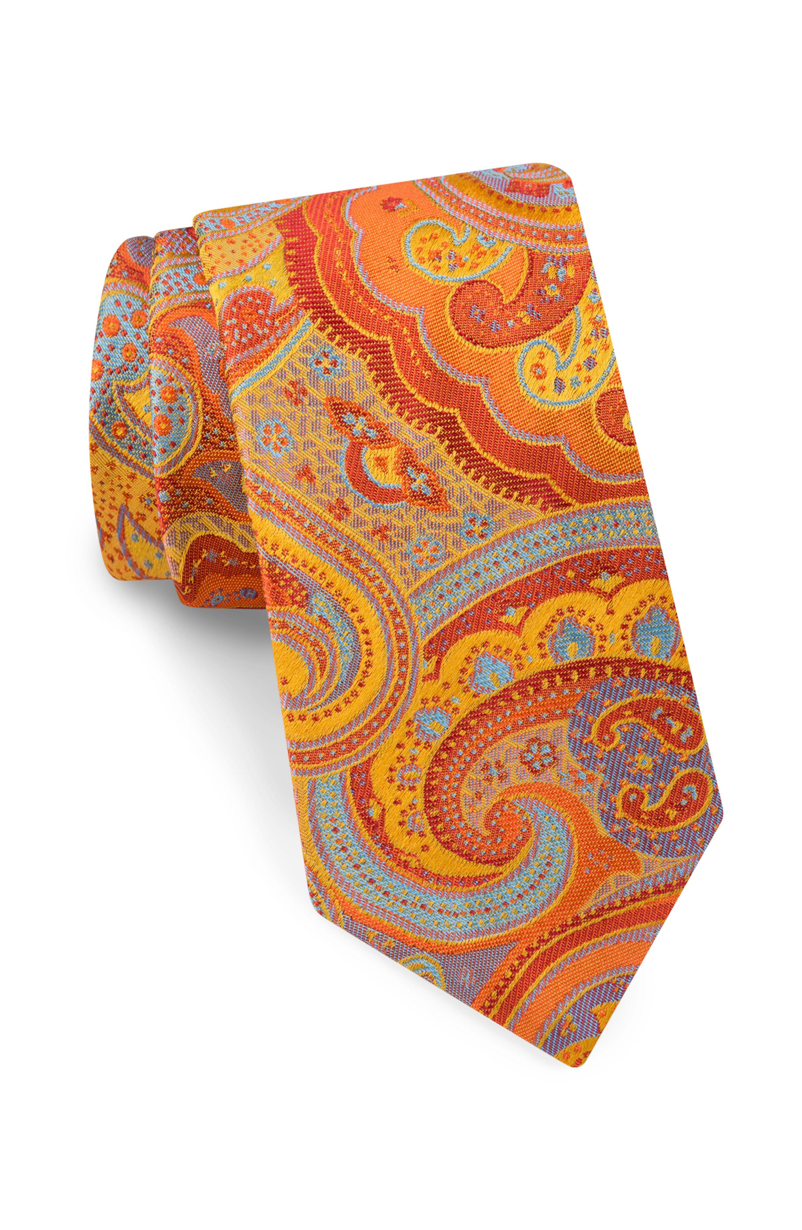 Ted Baker Elegant Paisley Silk Tie in Orange for Men - Lyst